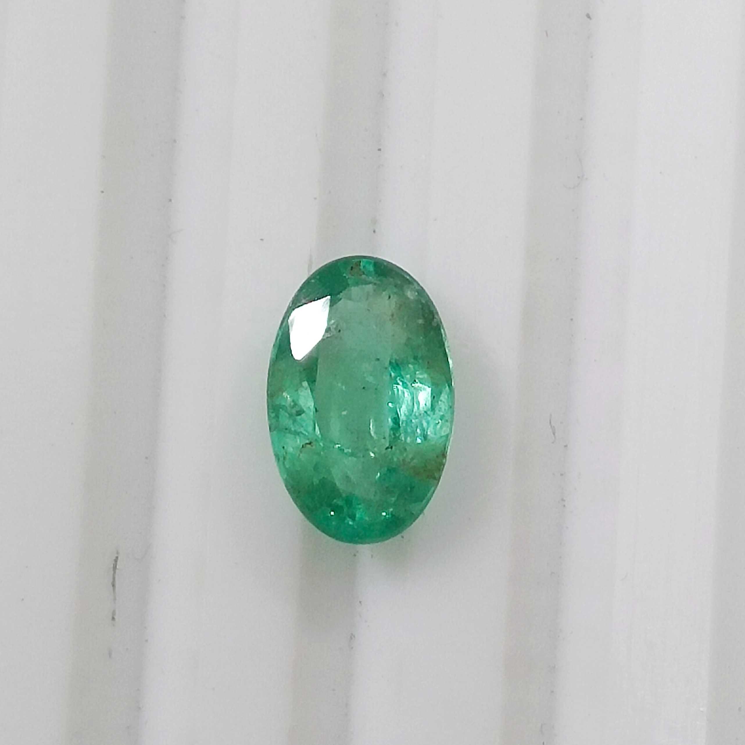 1.28cts certified sea foam green oval cut Zambian emerald gemstone 