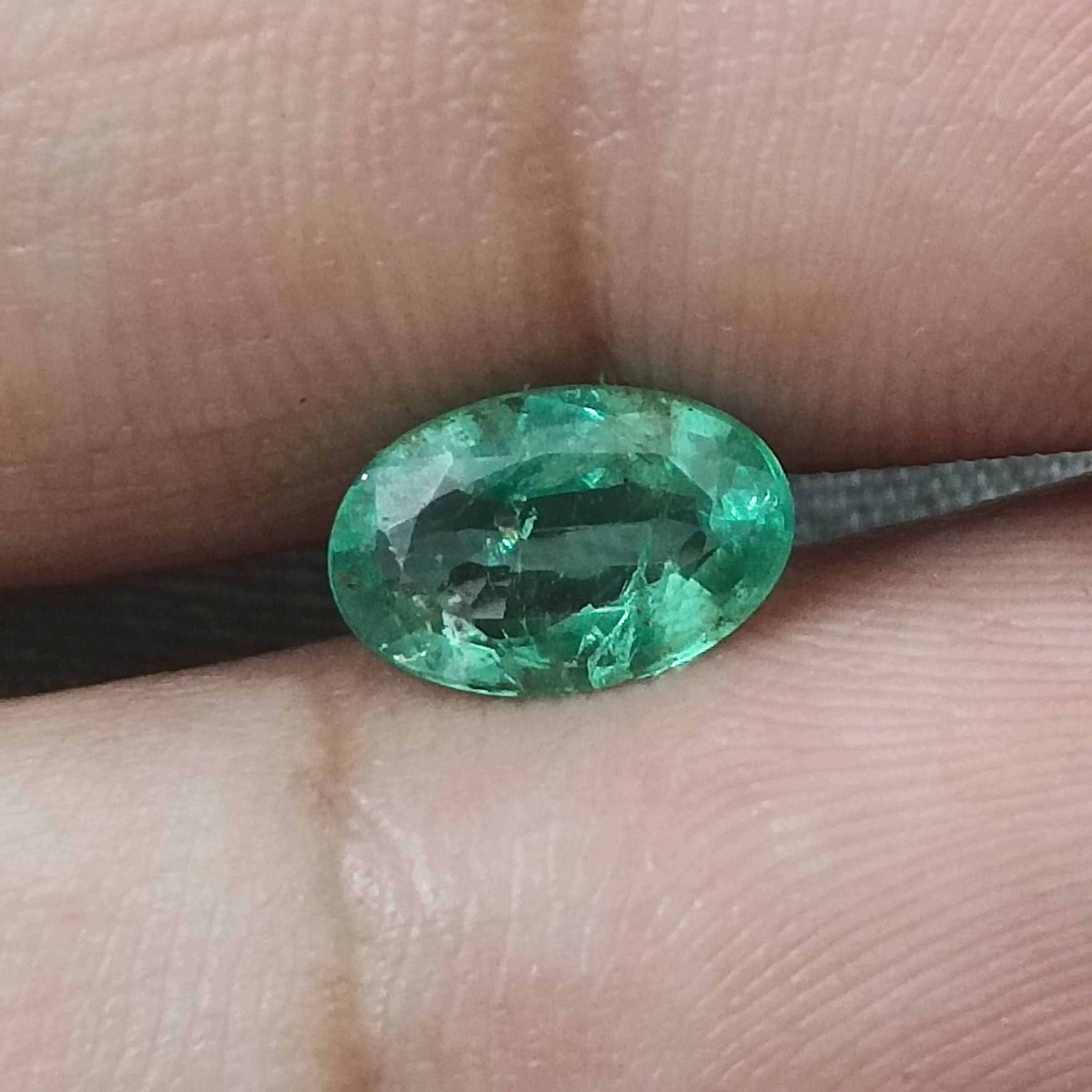 1.28cts certified sea foam green oval cut Zambian emerald gemstone 