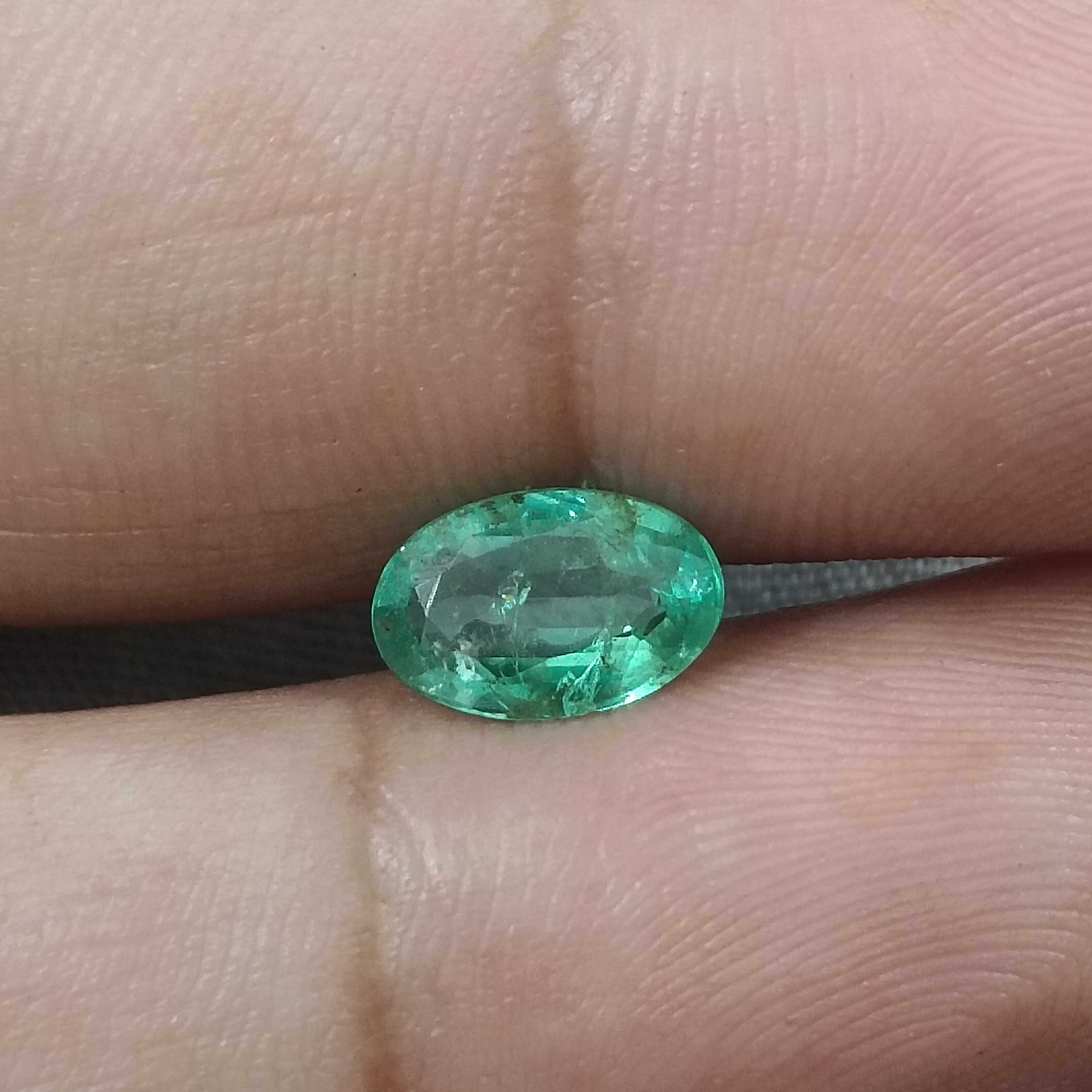 1.28cts certified sea foam green oval cut Zambian emerald gemstone 