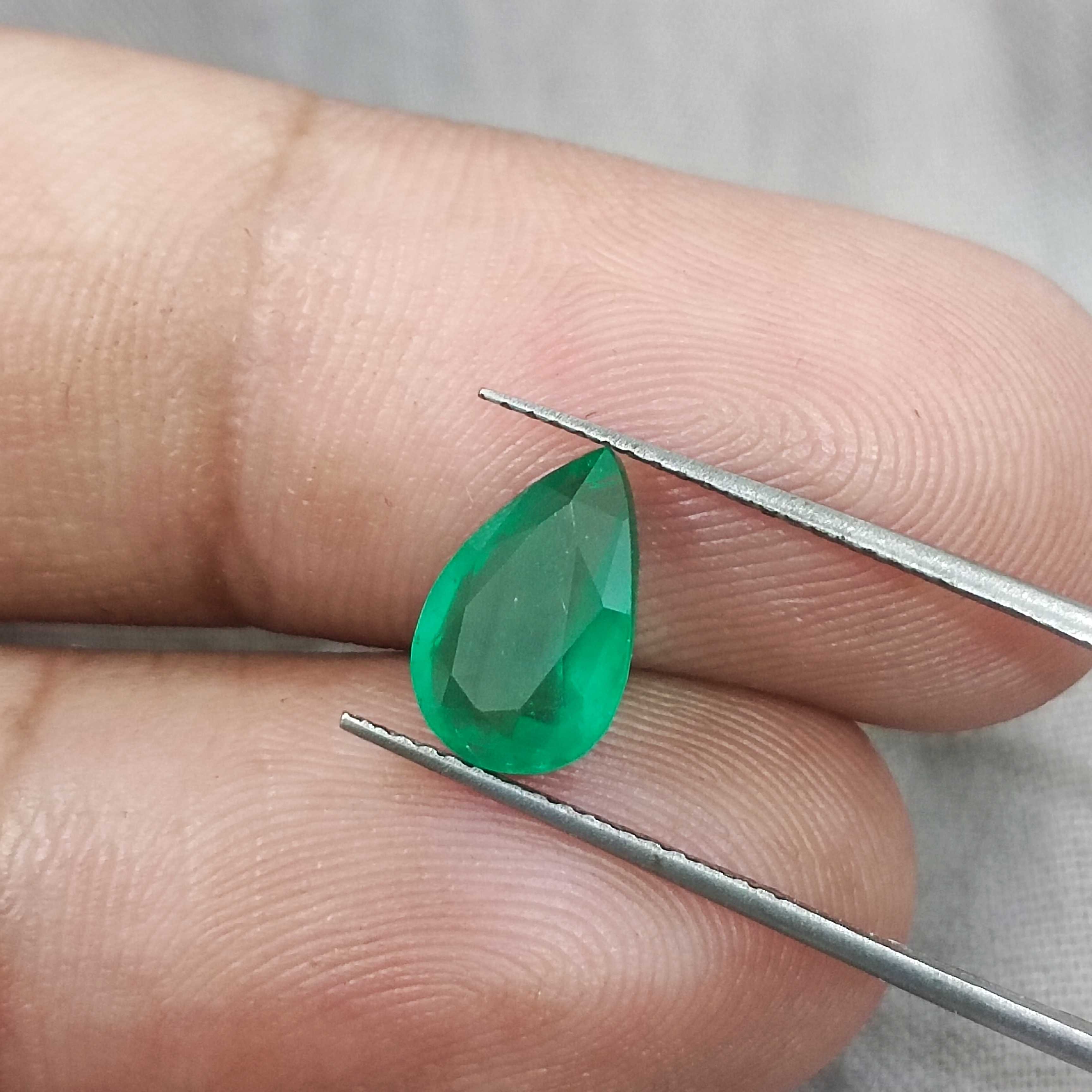 1.90cts GSI certified natural moist deep green pear cut emerald gemstone