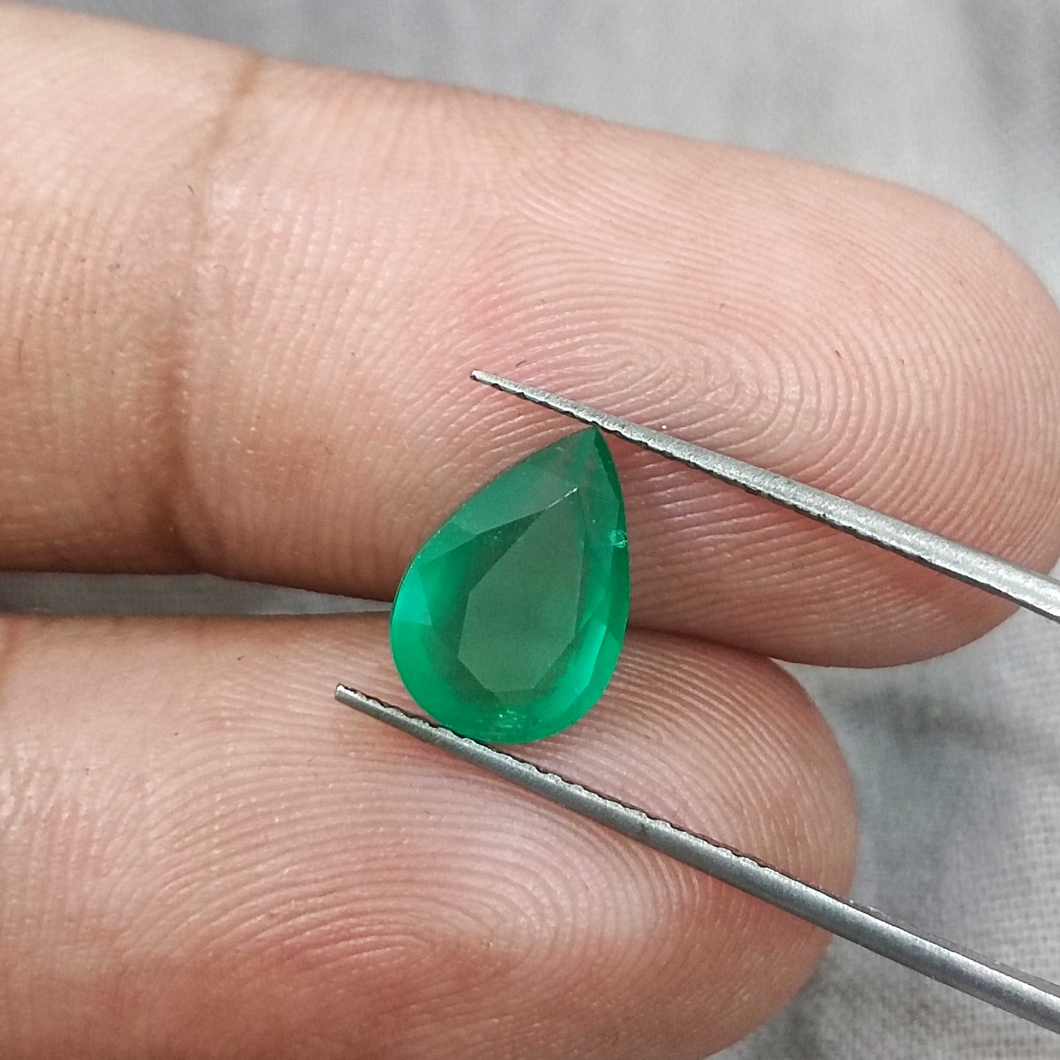 1.90cts GSI certified natural moist deep green pear cut emerald gemstone