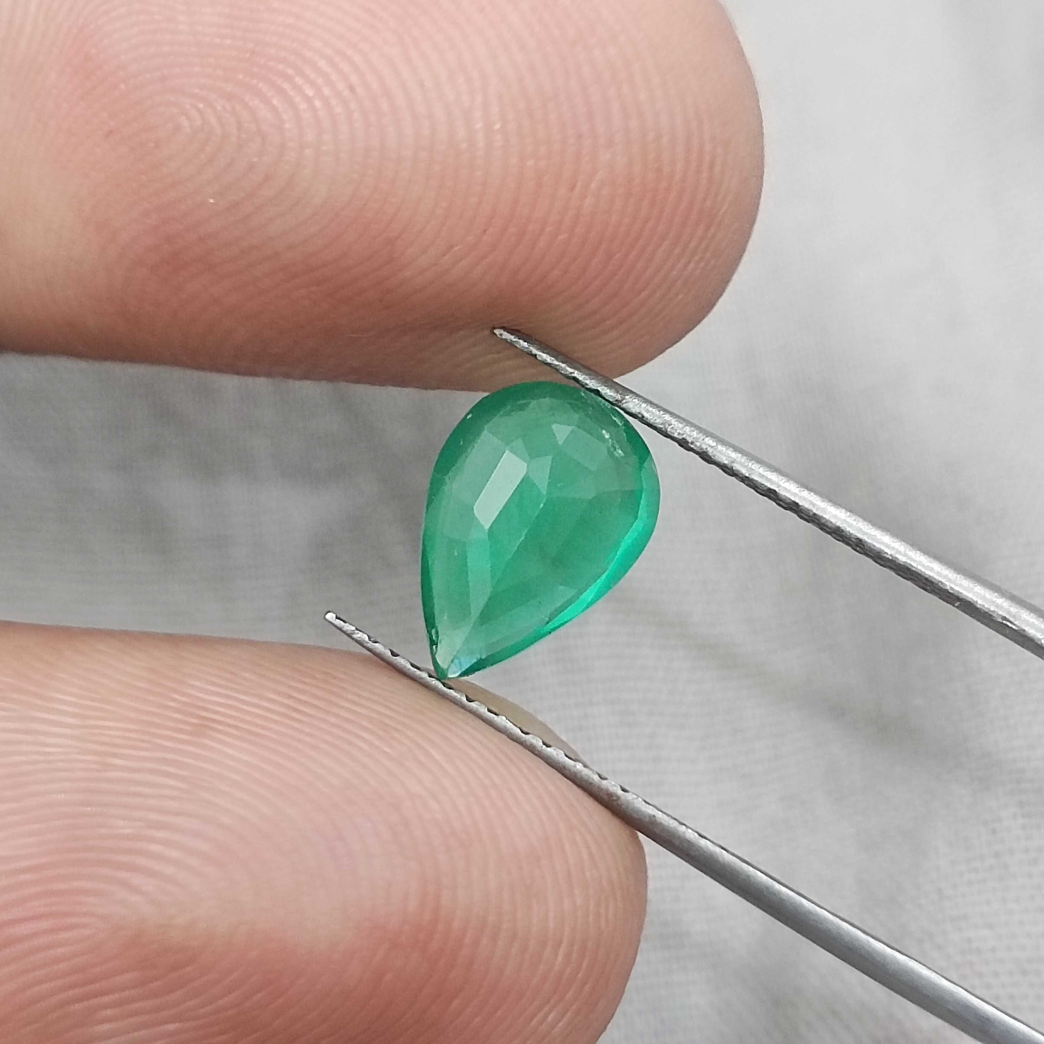 1.90cts GSI certified natural moist deep green pear cut emerald gemstone