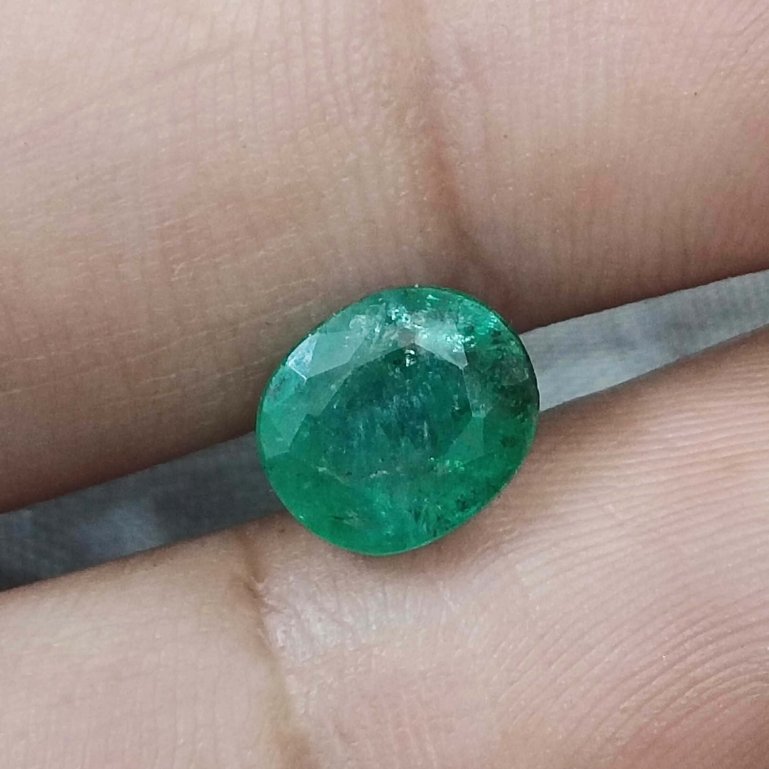 2.38ct certified medium green oval mix Zambian emerald 