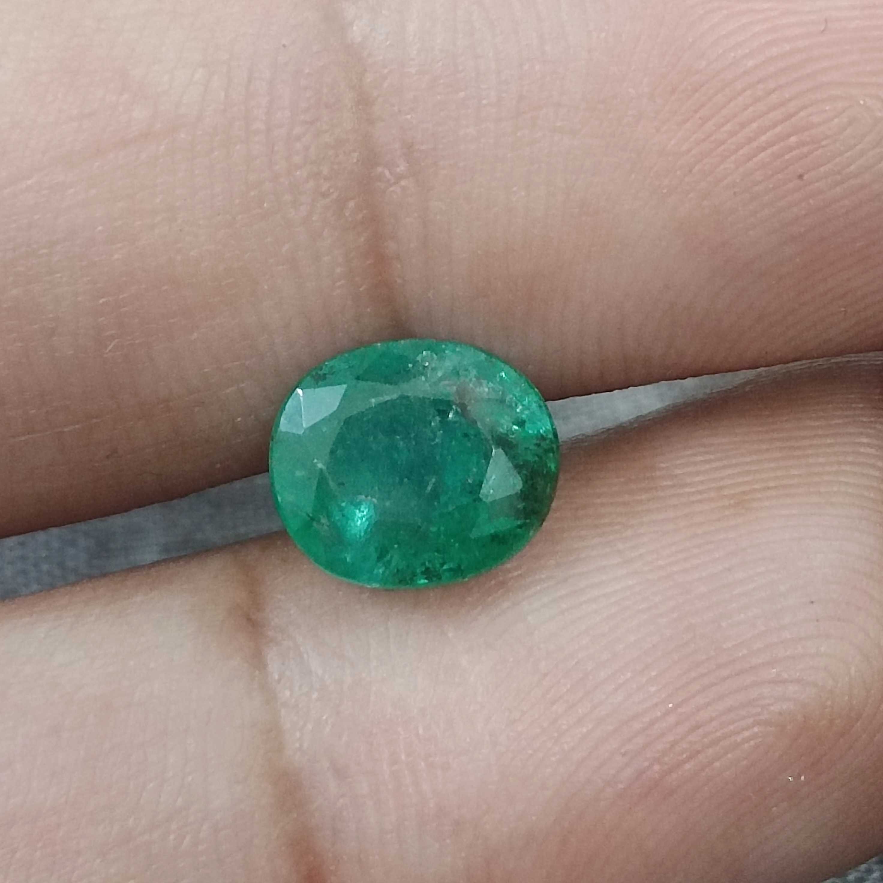 2.38ct certified medium green oval mix Zambian emerald 