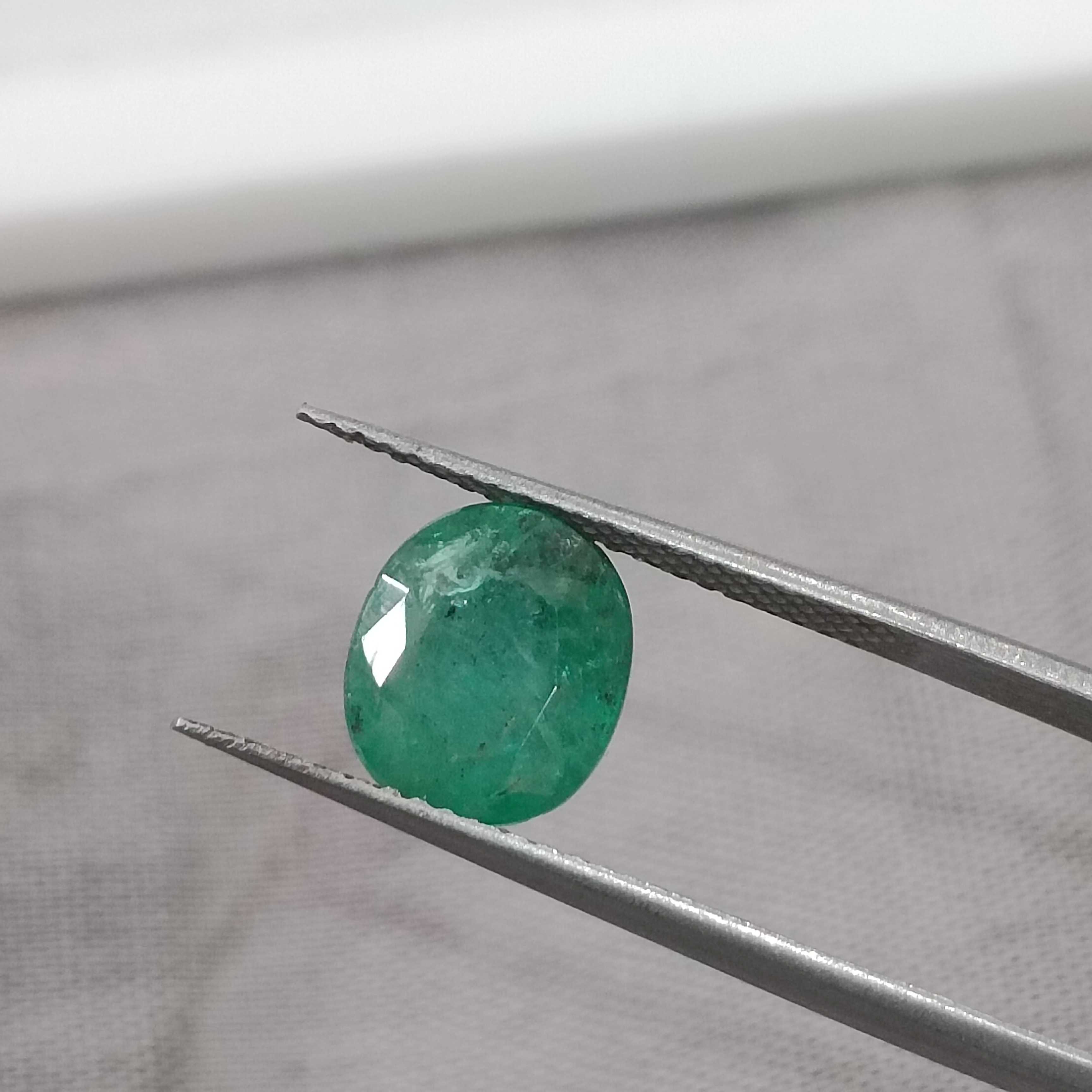 2.38ct certified medium green oval mix Zambian emerald 