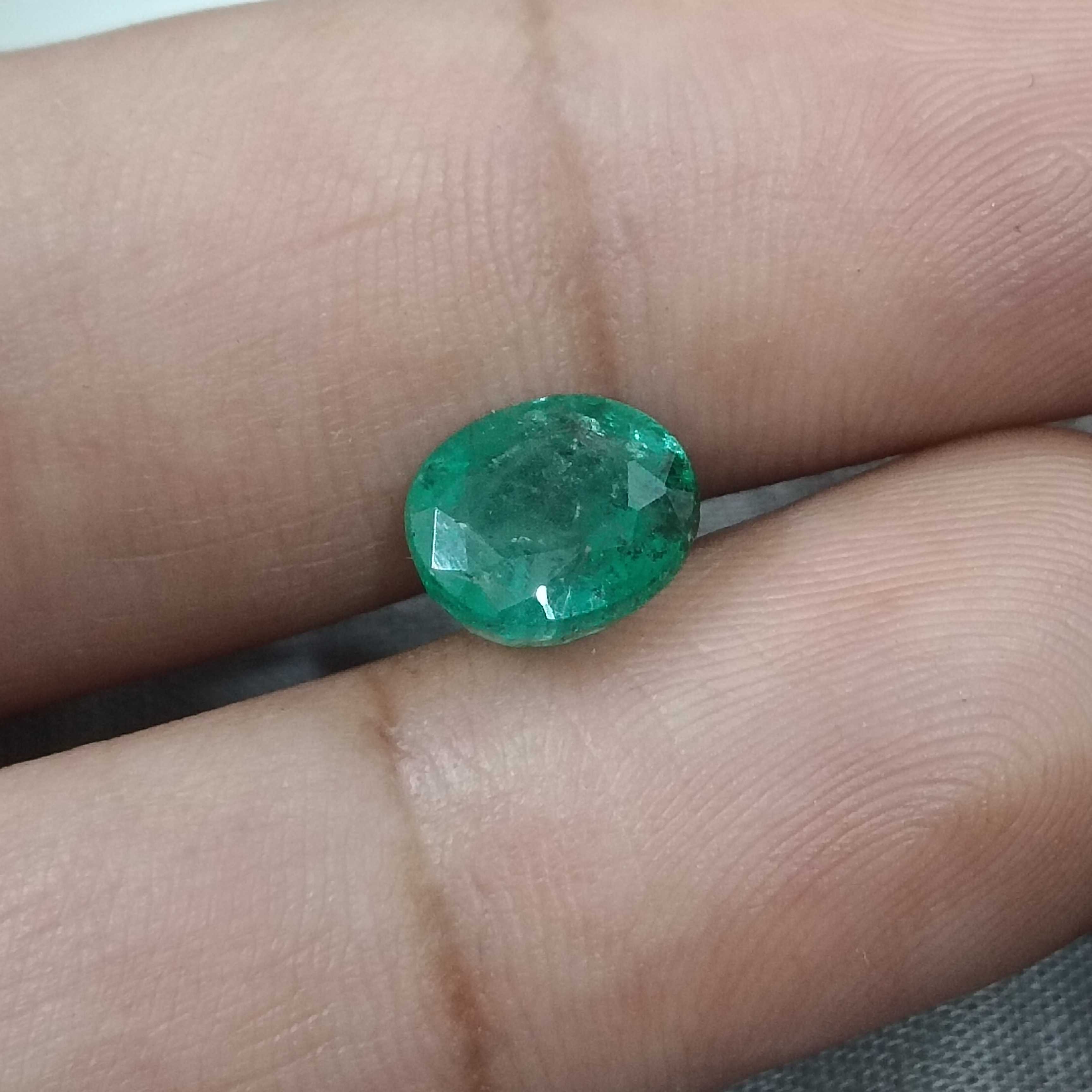 2.38ct certified medium green oval mix Zambian emerald 