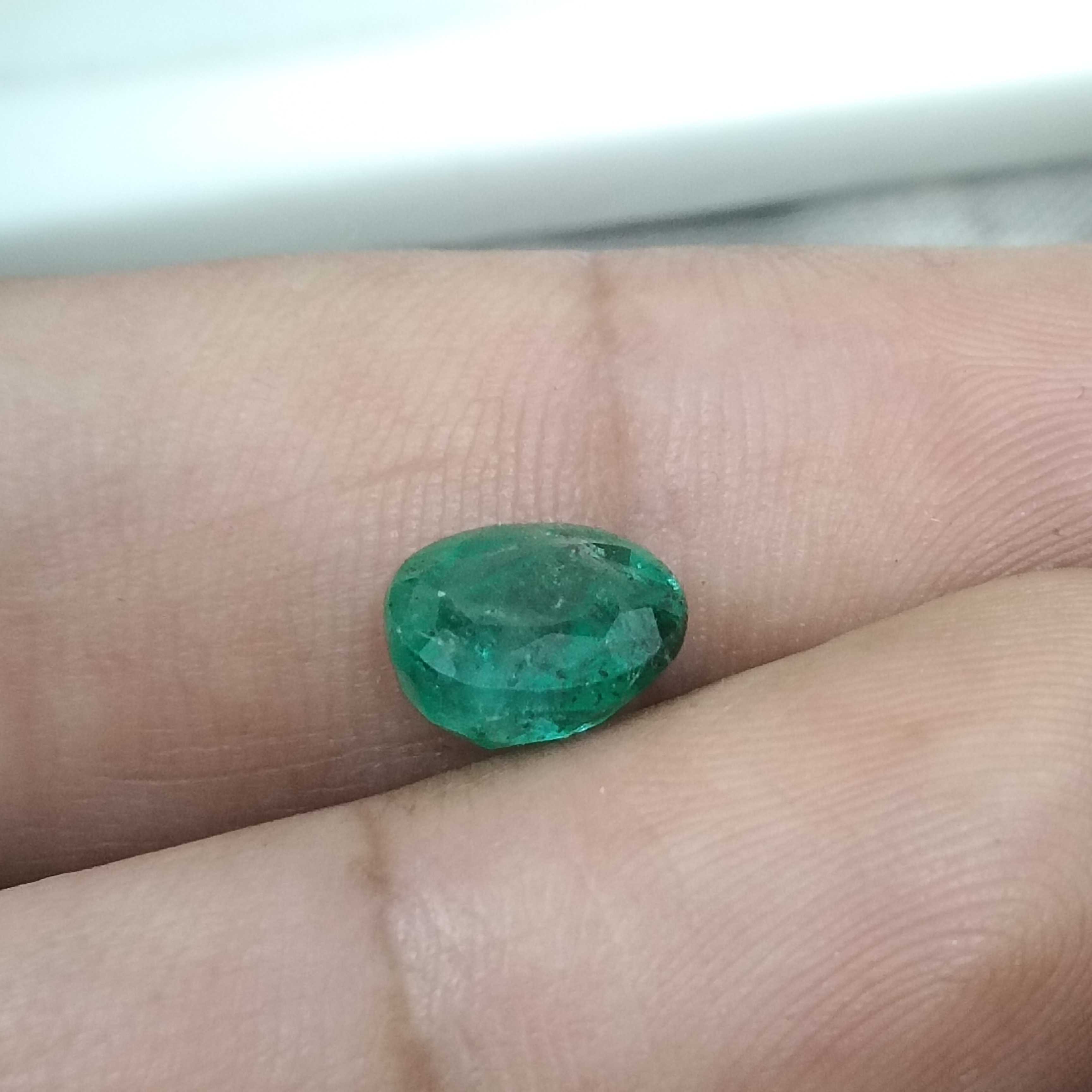 2.38ct certified medium green oval mix Zambian emerald 