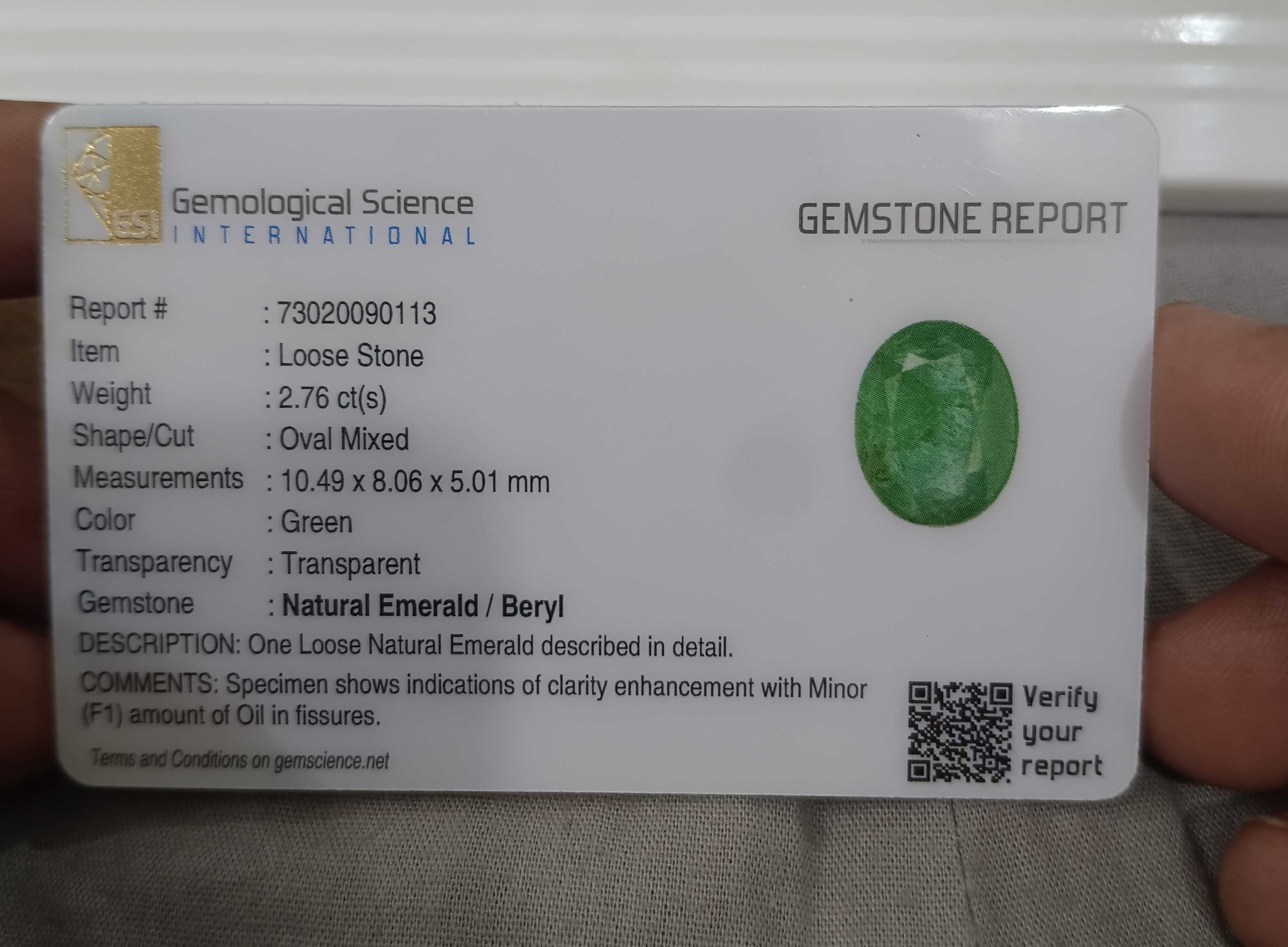 2.76cts certified higher medium green loose oval cut emerald gemstone 