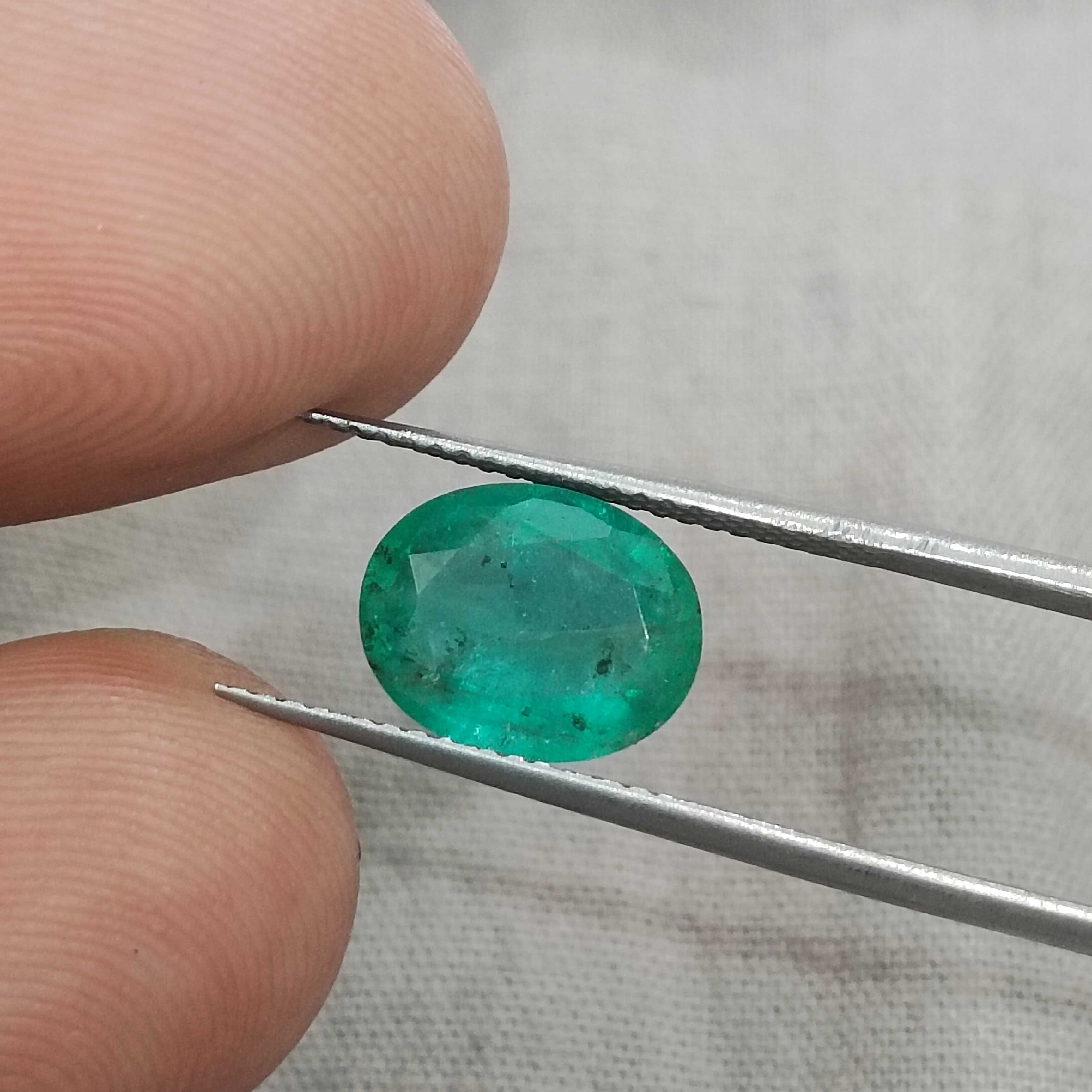 2.32ct certified natural sea green loose oval cut emerald gemstone 