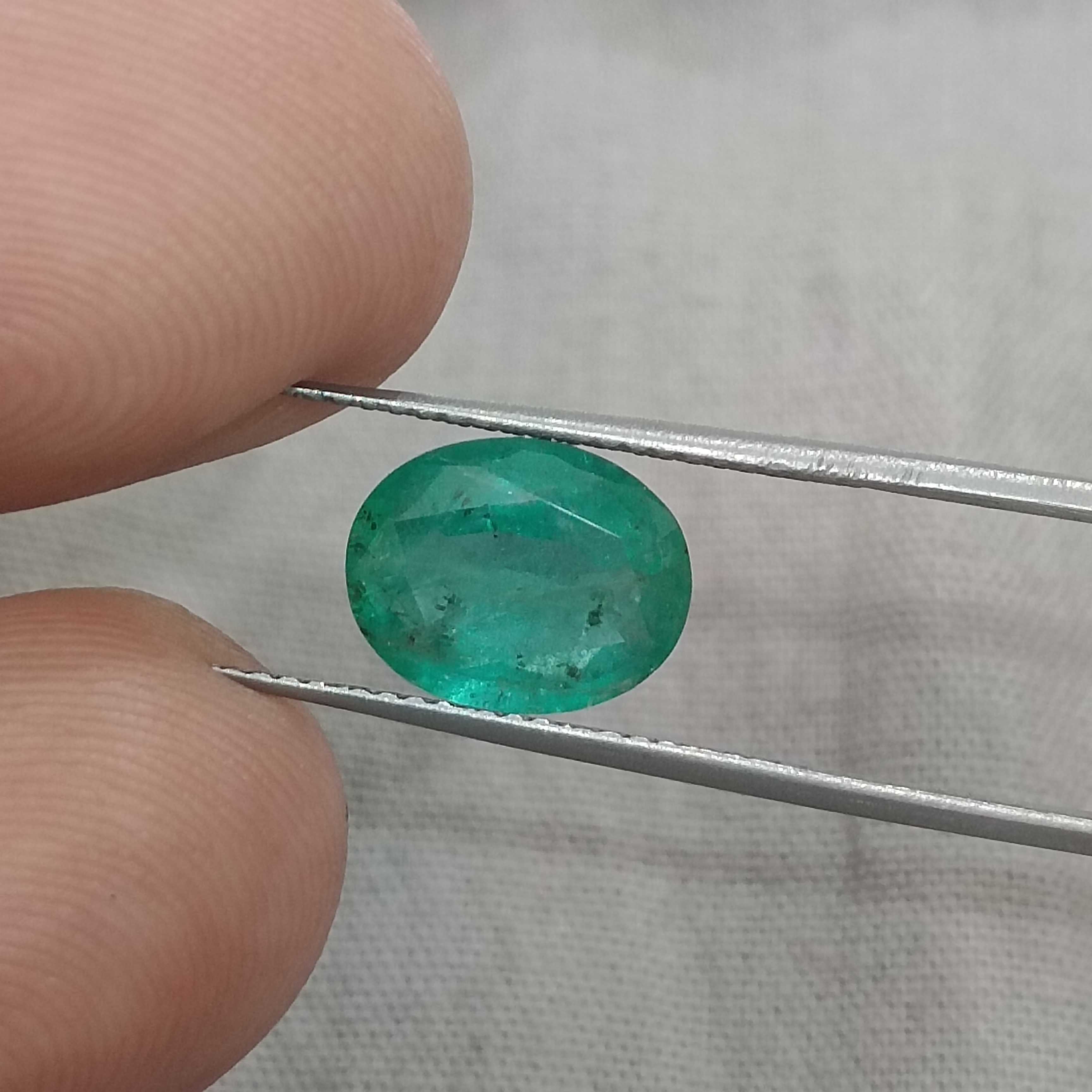 2.32ct certified natural sea green loose oval cut emerald gemstone 