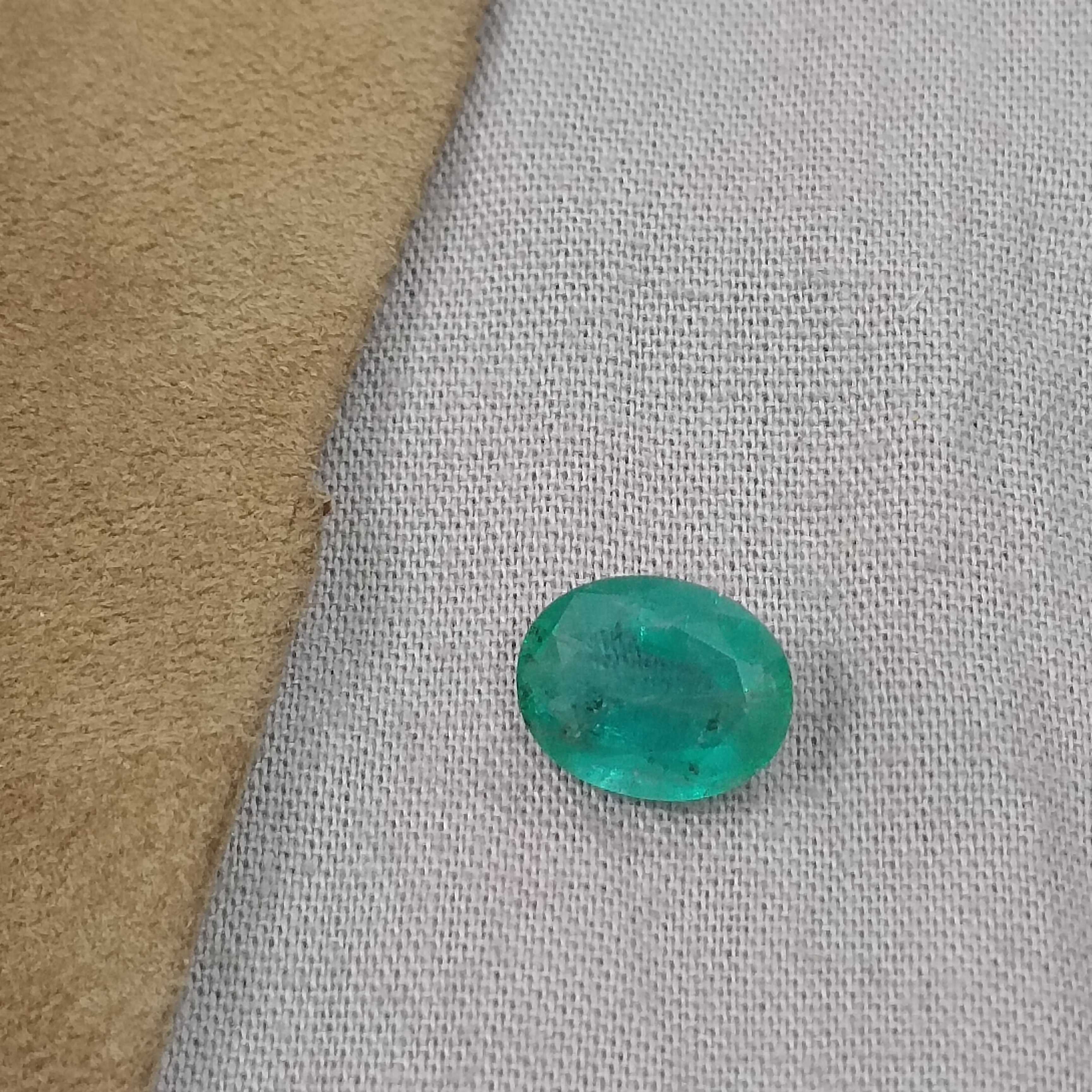 2.32ct certified natural sea green loose oval cut emerald gemstone 