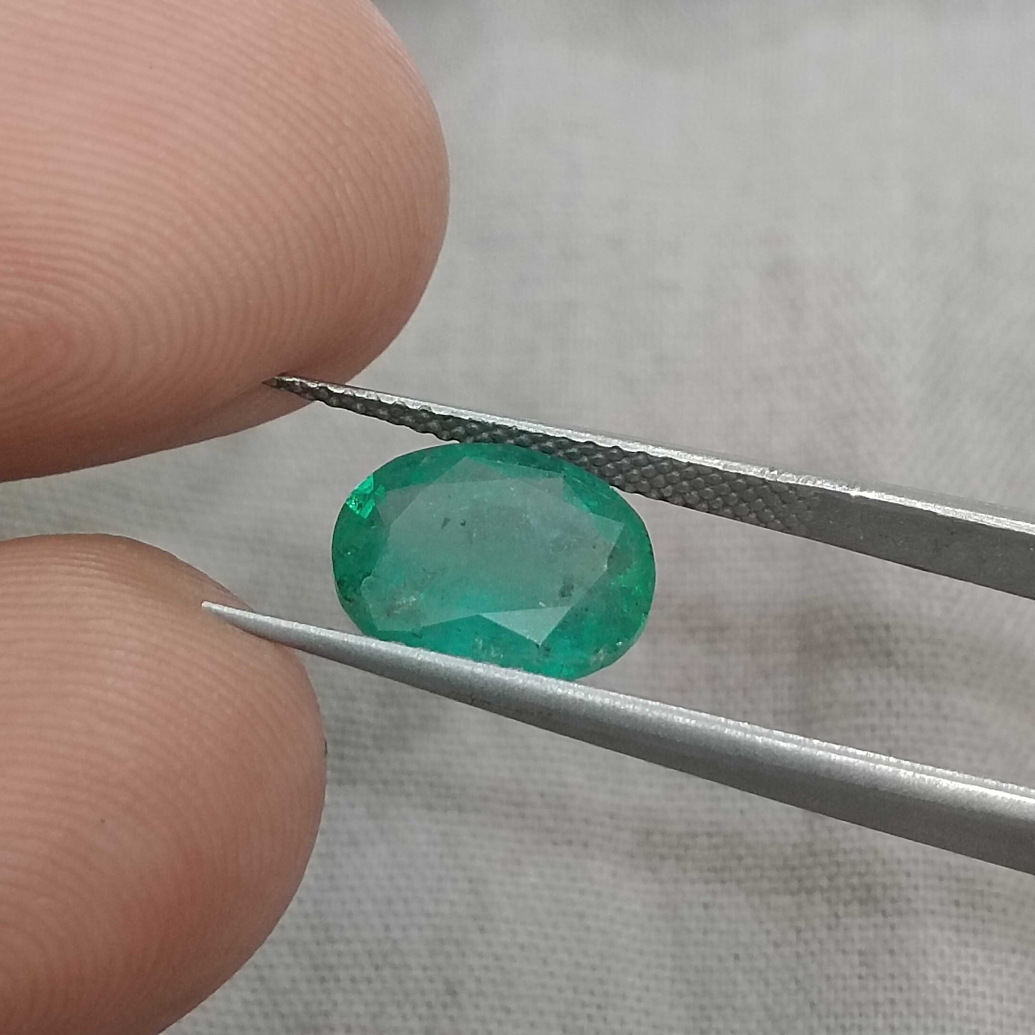 2.32ct certified natural sea green loose oval cut emerald gemstone 