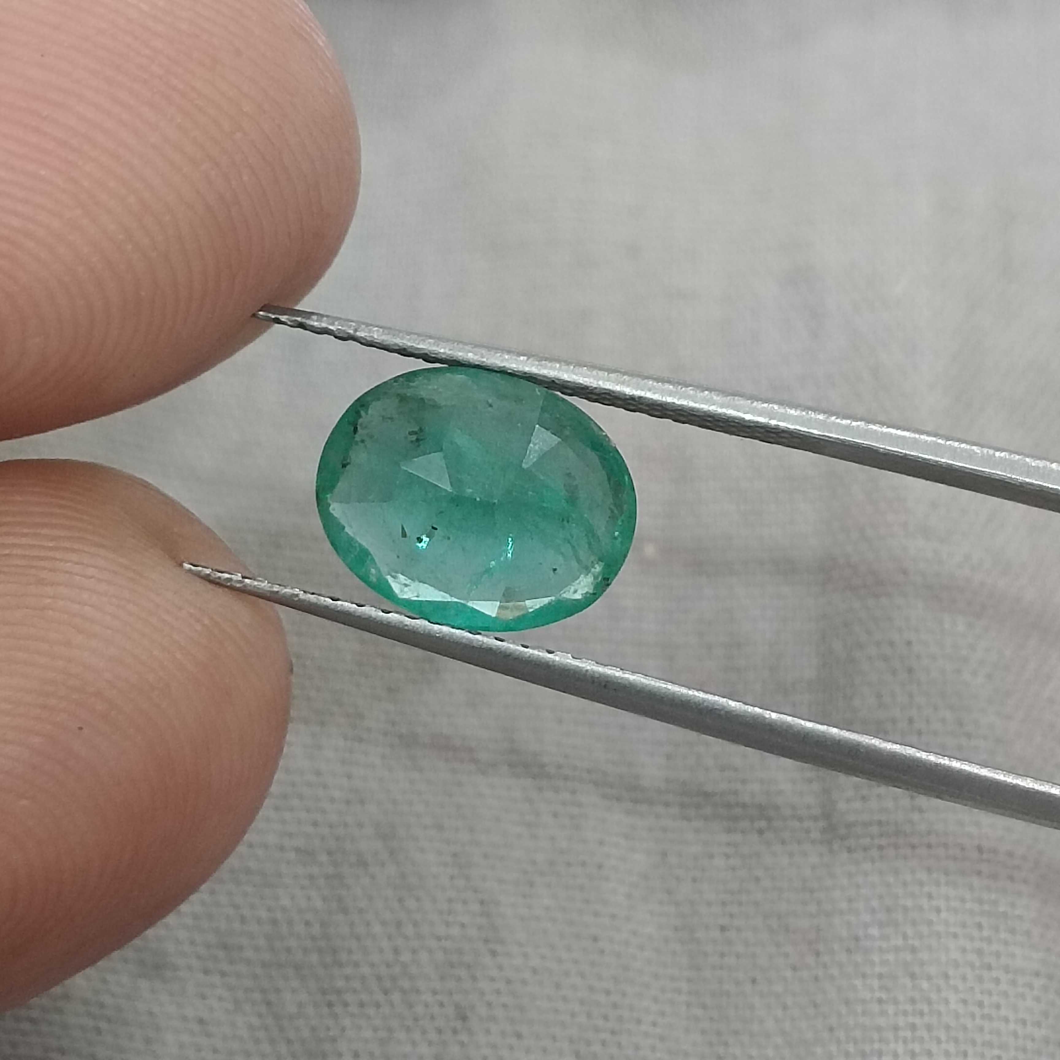 2.32ct certified natural sea green loose oval cut emerald gemstone 