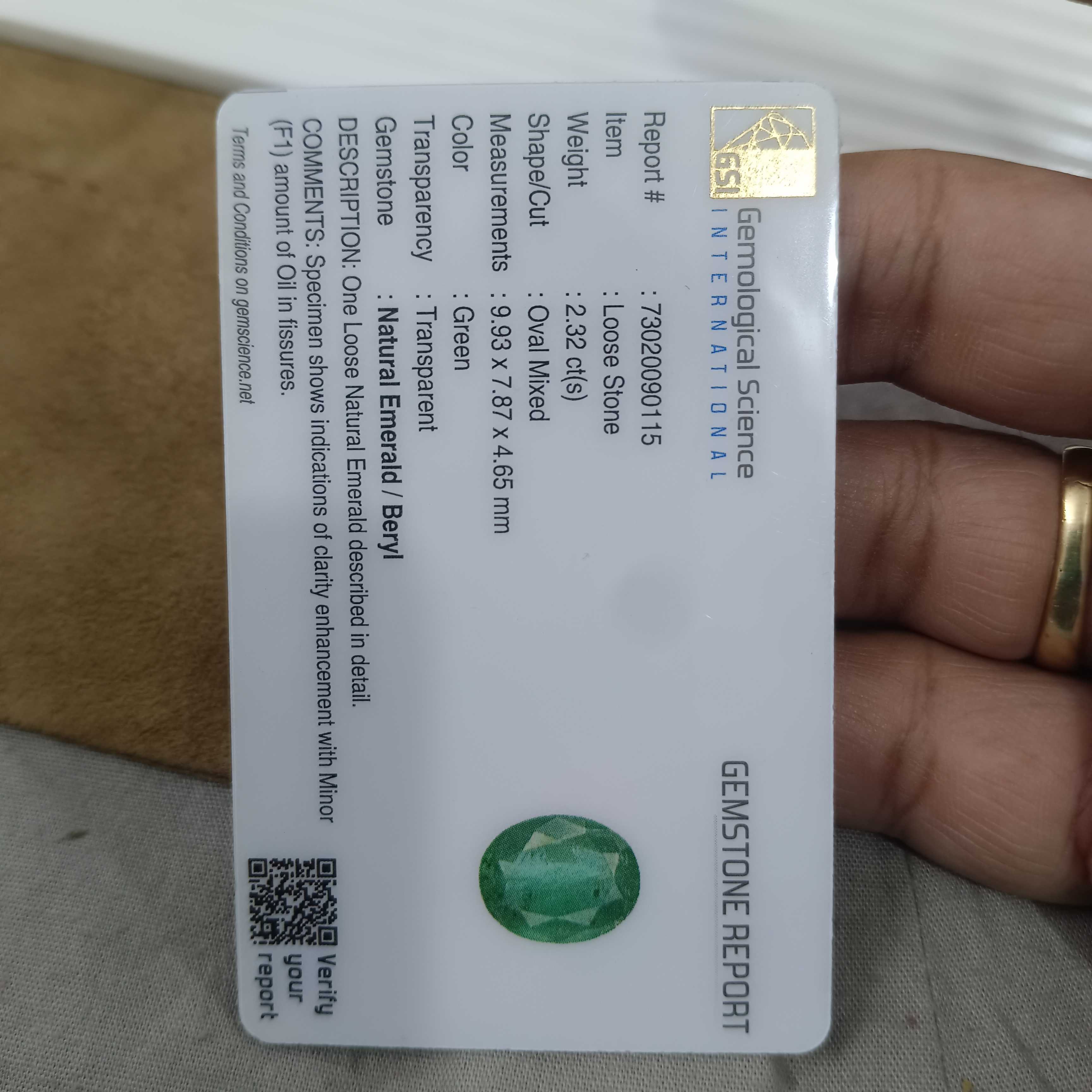 2.32ct certified natural sea green loose oval cut emerald gemstone 