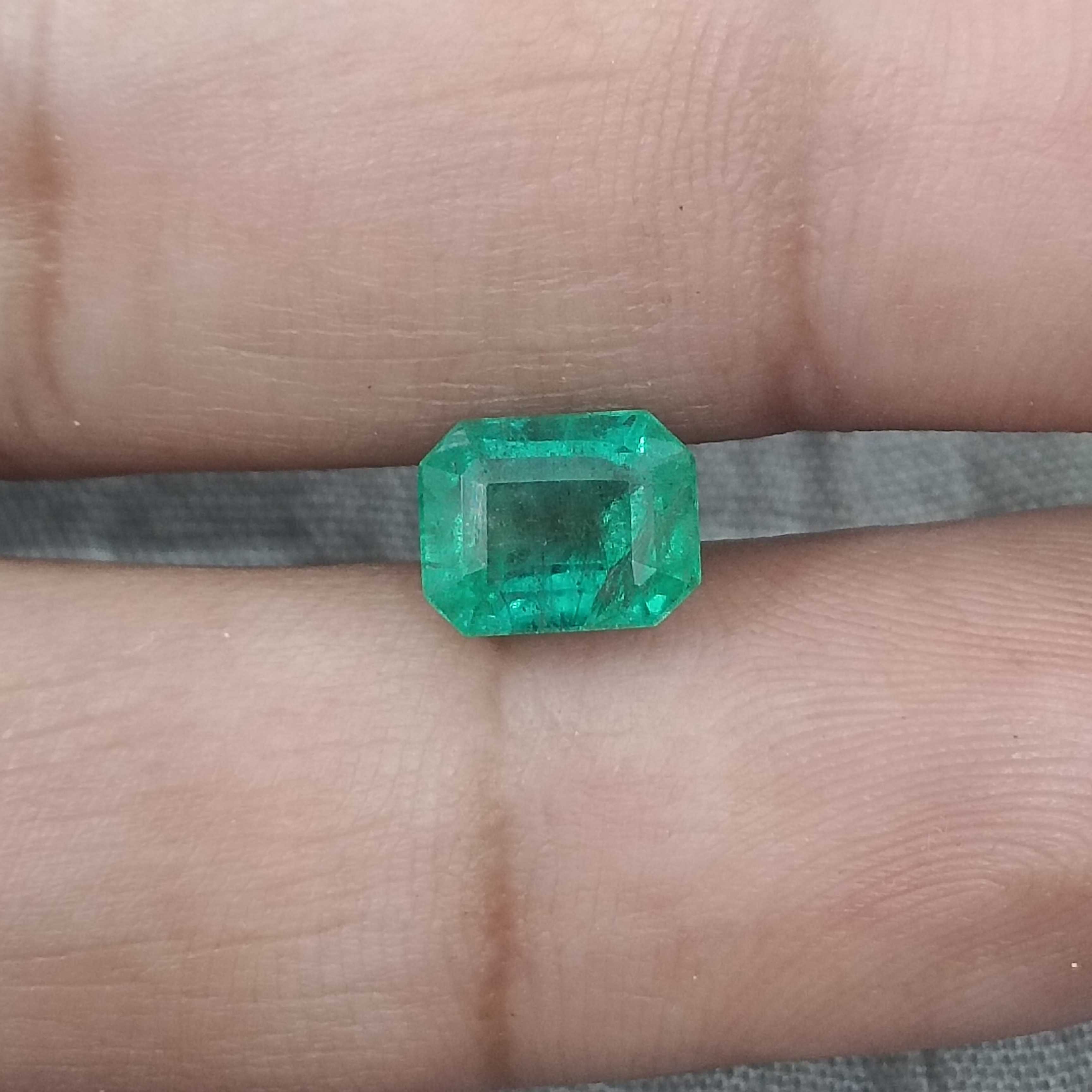 2.21cts GSI certified glass green loose octagon cut natural emerald 