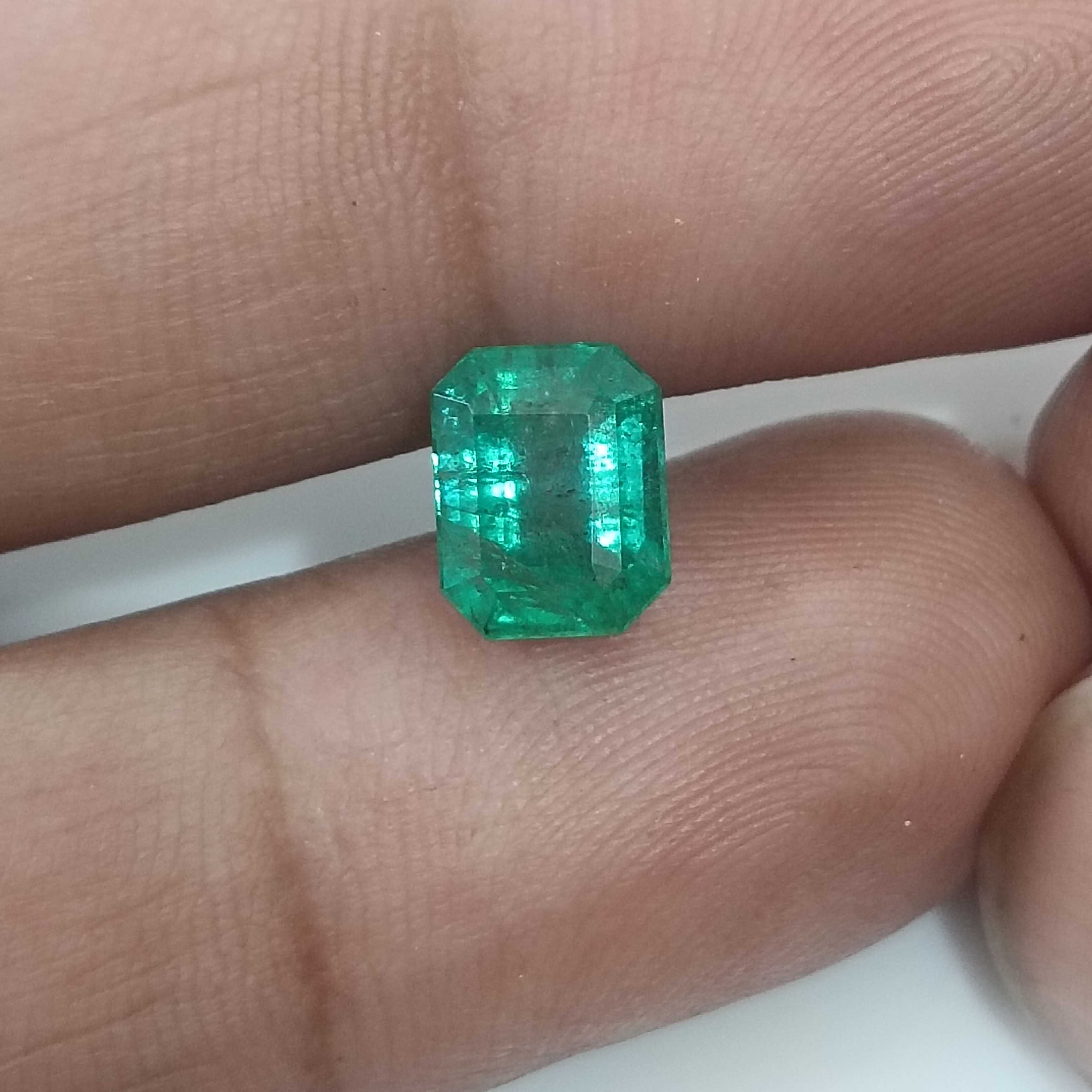 2.21cts GSI certified glass green loose octagon cut natural emerald 