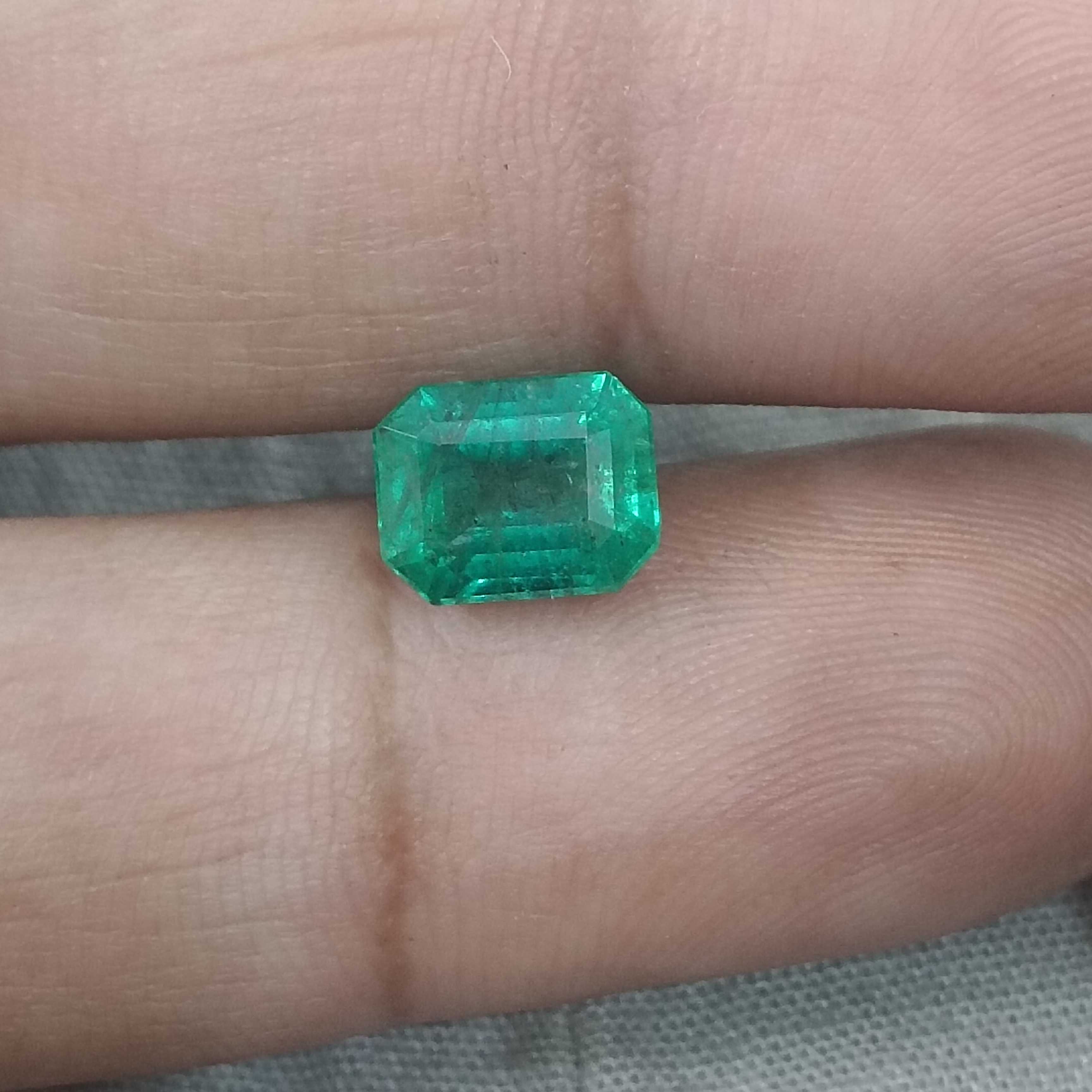 2.21cts GSI certified glass green loose octagon cut natural emerald 