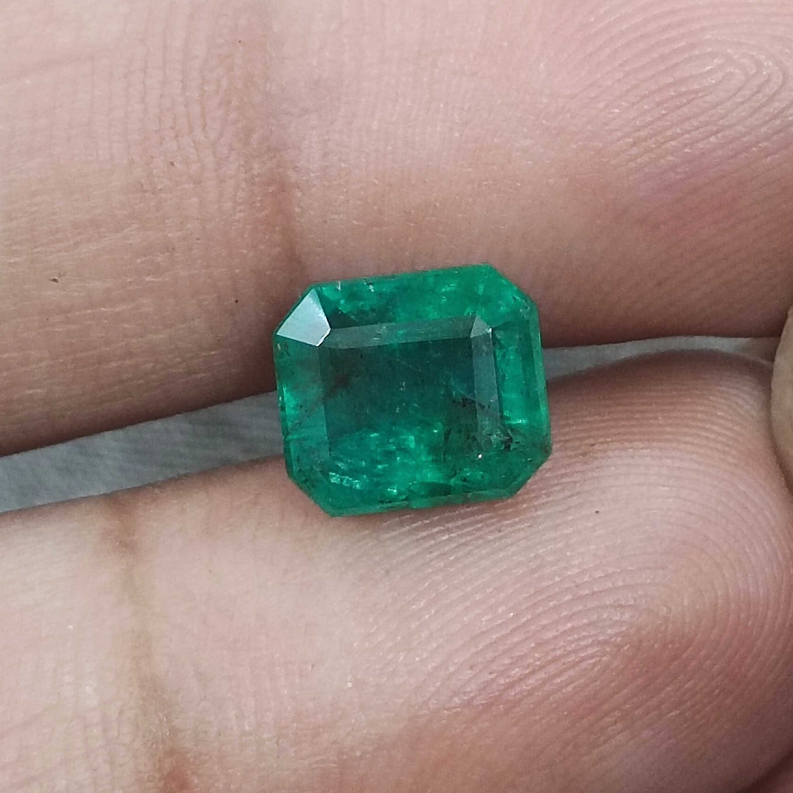 3.01cts GSI certified natural vivid green loose octagon cut emerald gemstone 