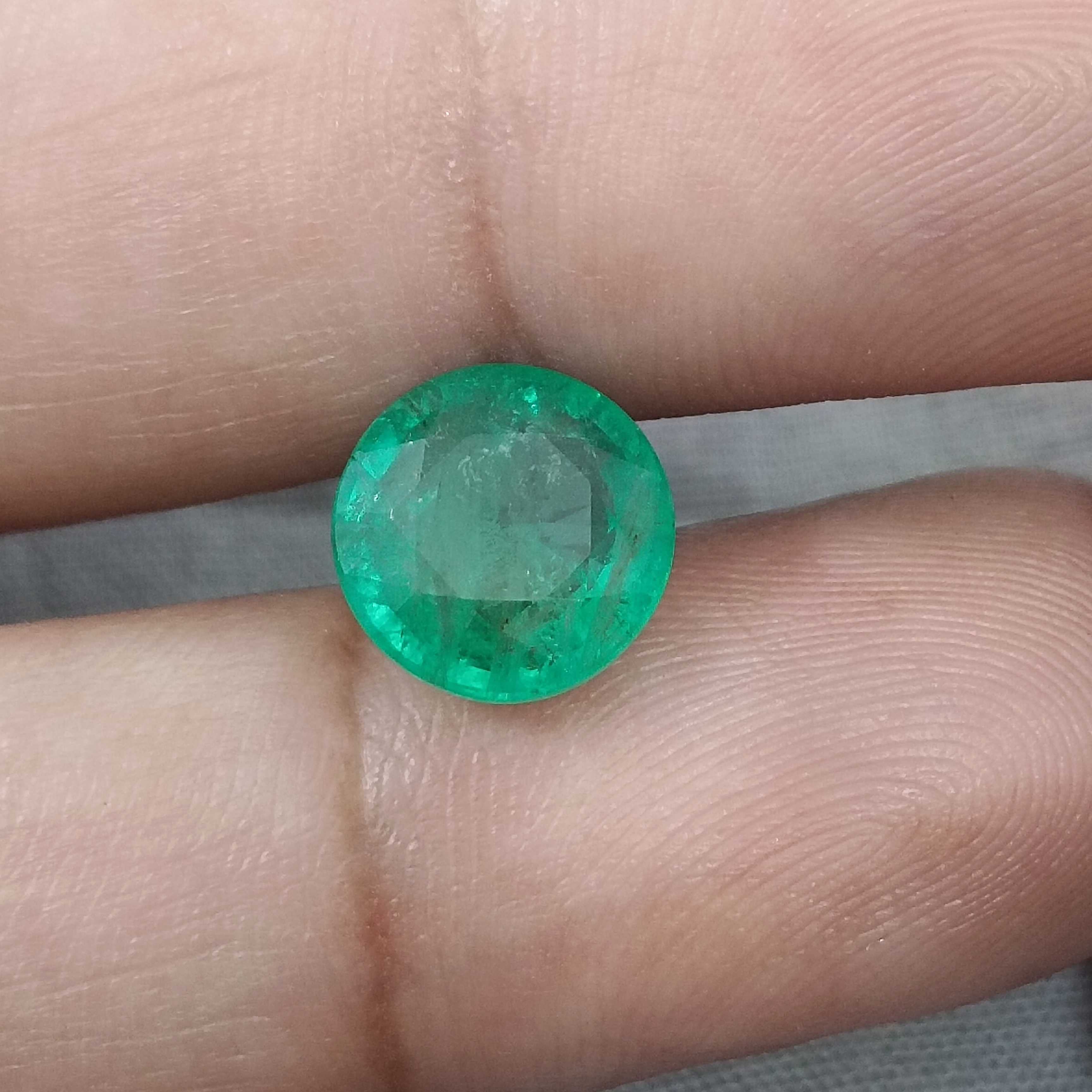 3.30cts certified natural spring green loose round cut emerald gemstone 