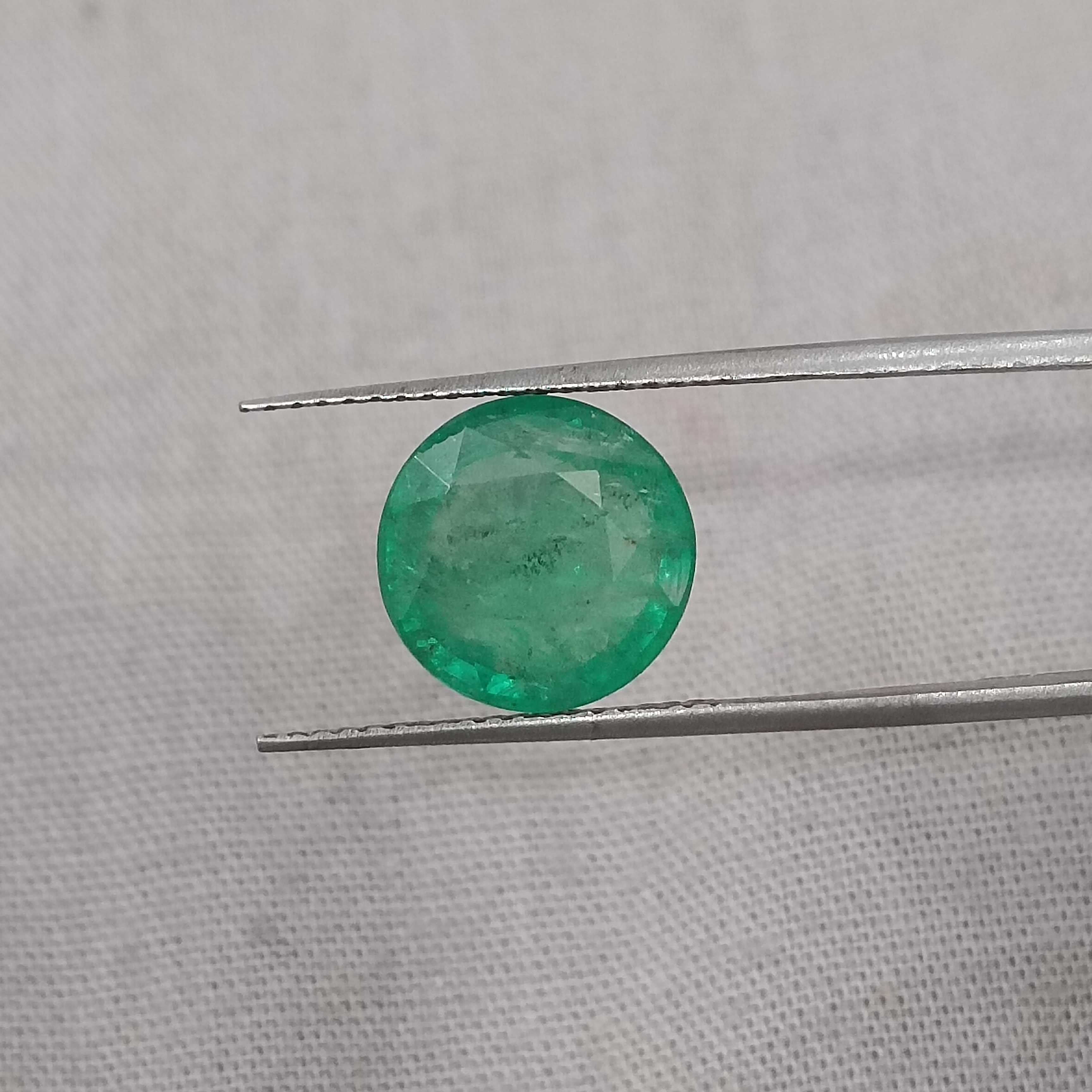 3.30cts certified natural spring green loose round cut emerald gemstone 