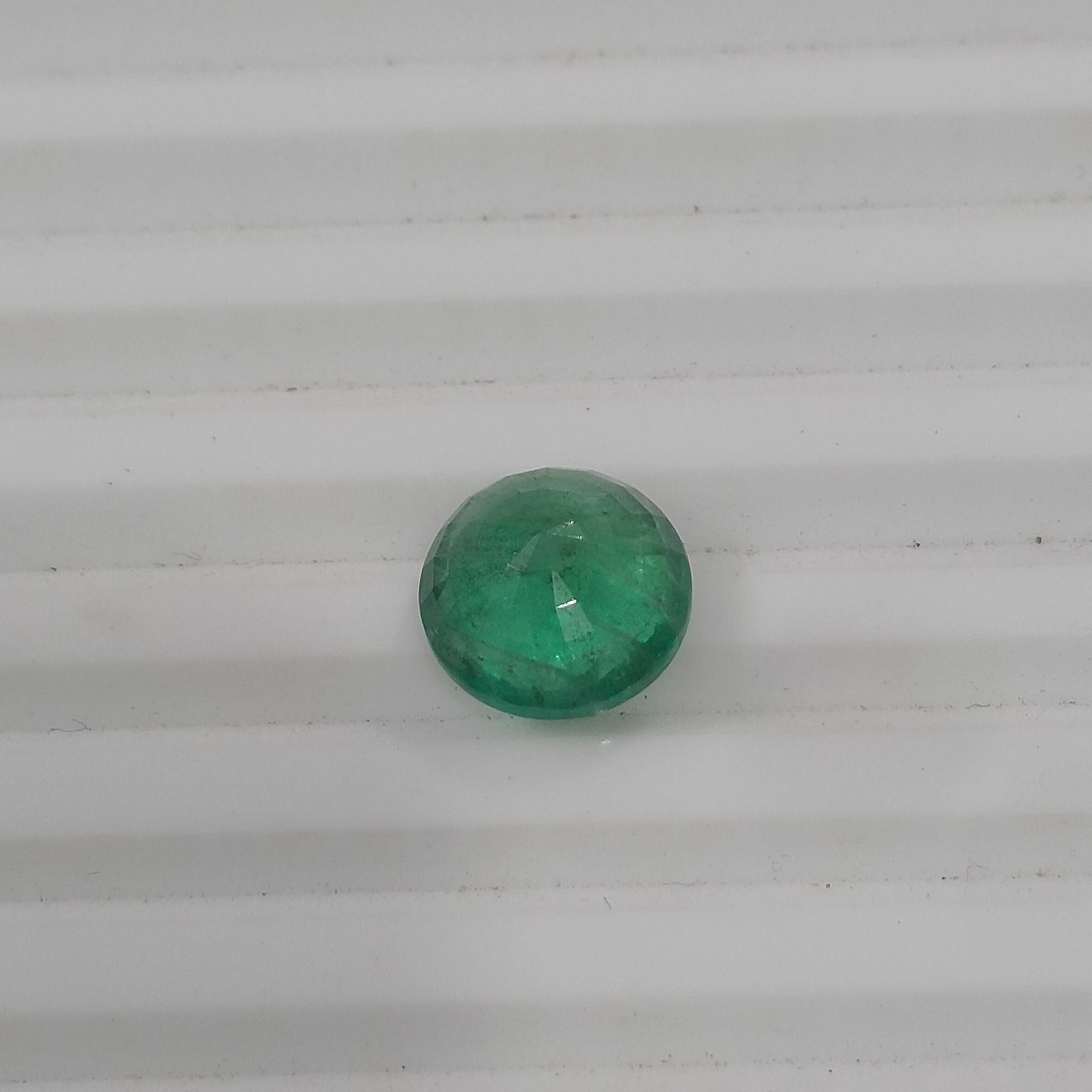 3.30cts certified natural spring green loose round cut emerald gemstone 