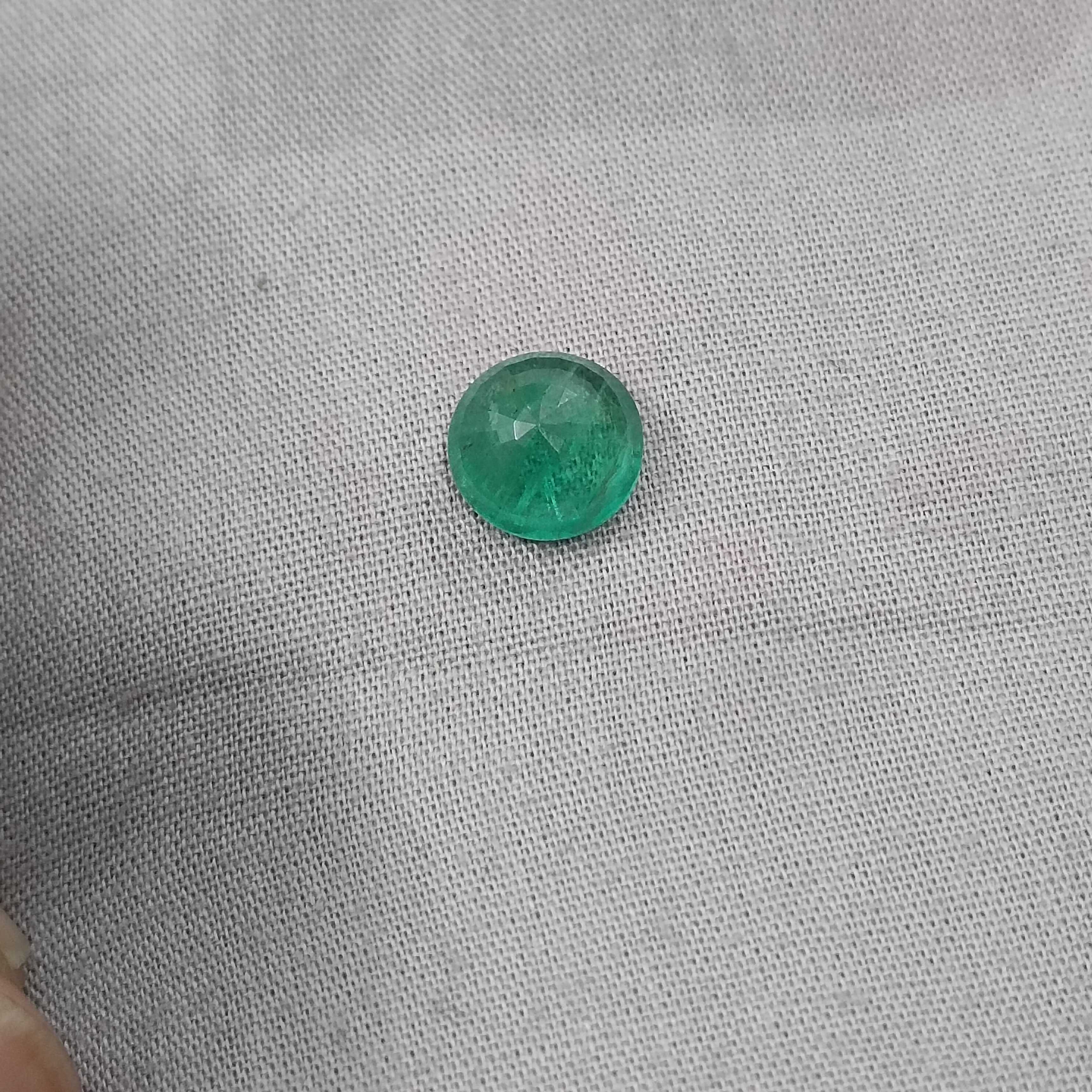3.30cts certified natural spring green loose round cut emerald gemstone 