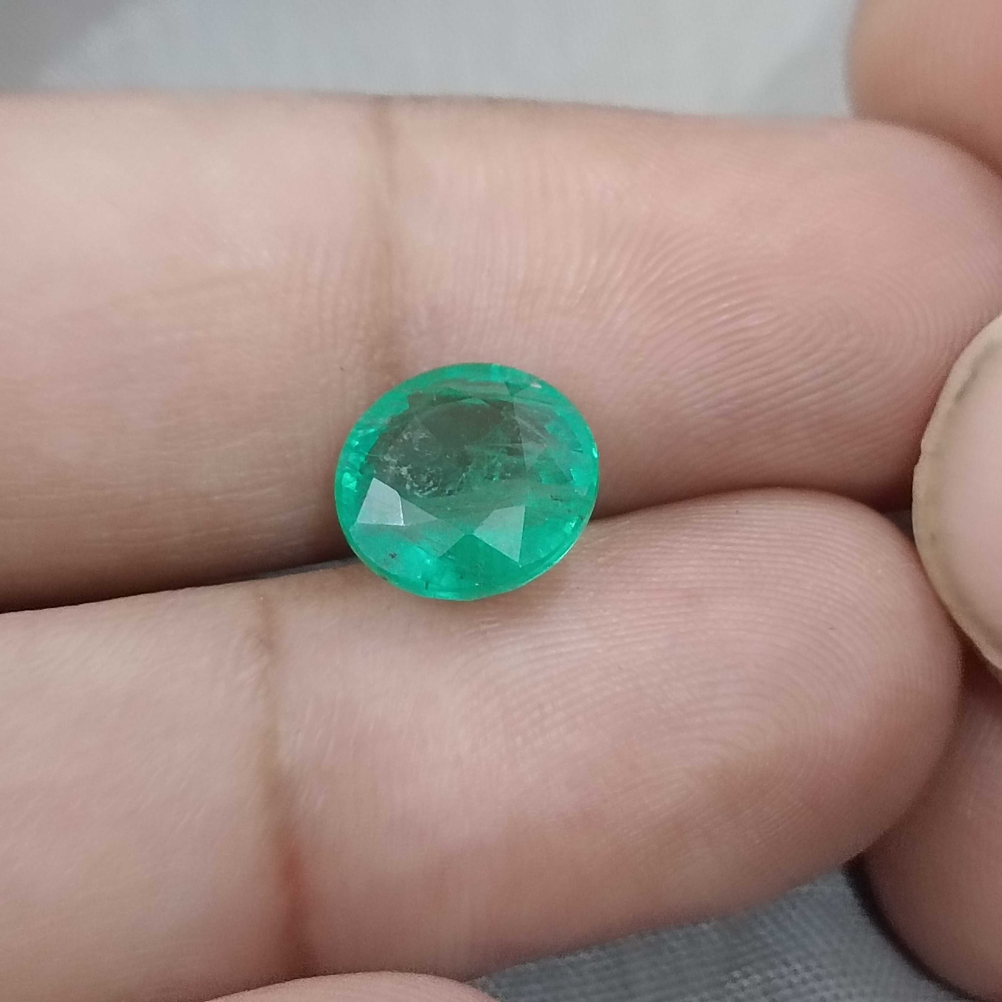 3.30cts certified natural spring green loose round cut emerald gemstone 
