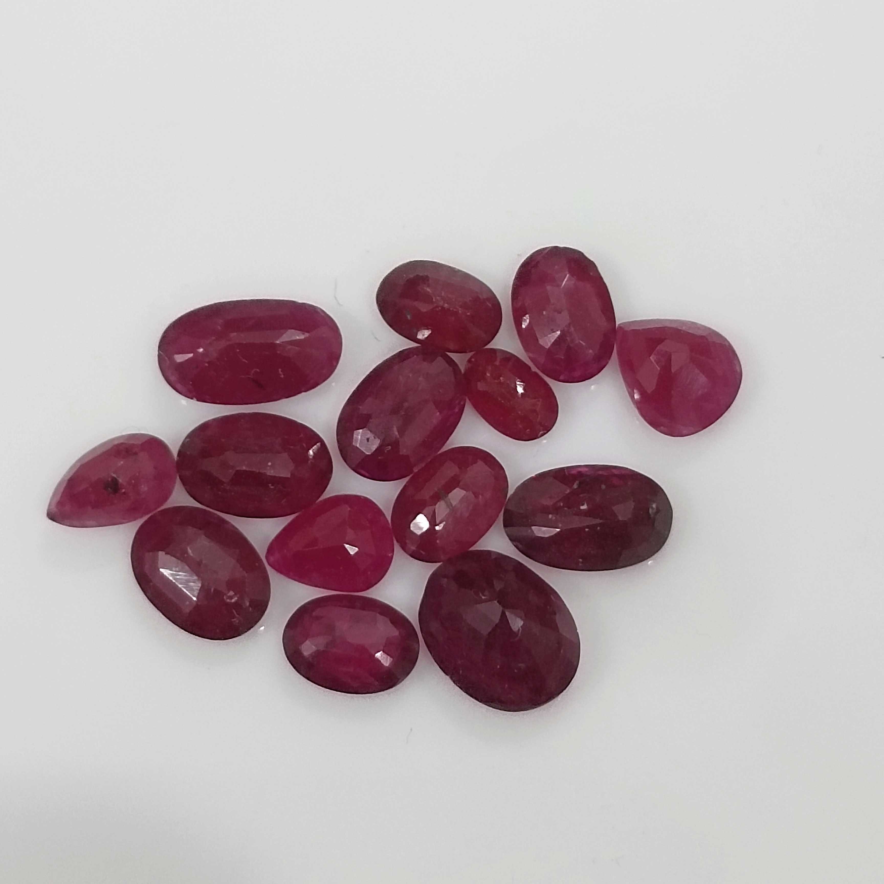 10.7cts natural unheated oval and pear cut ruby gemstone lot 