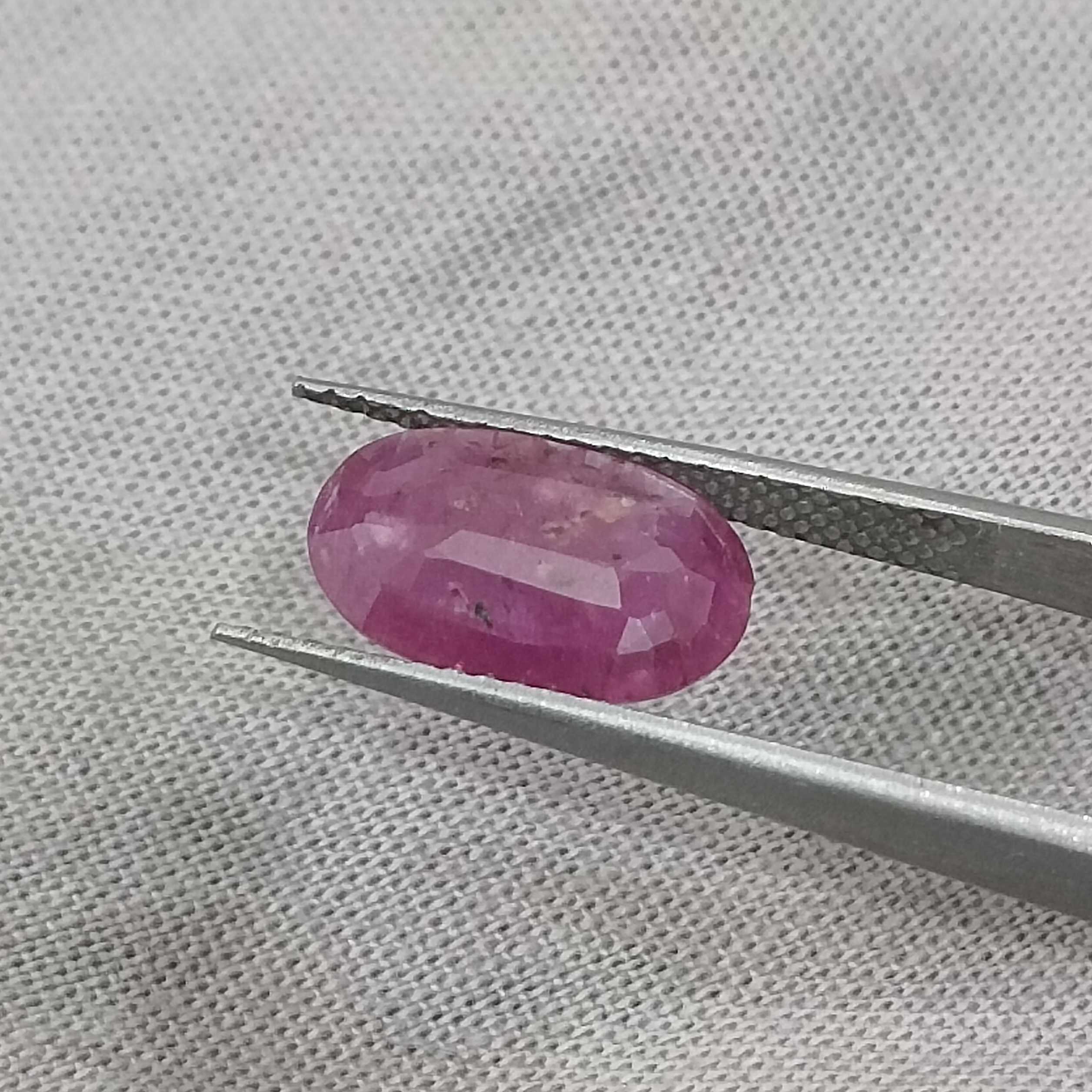 2.38cts GSI certified purplish red oval cut natural unheated loose ruby gemstone 