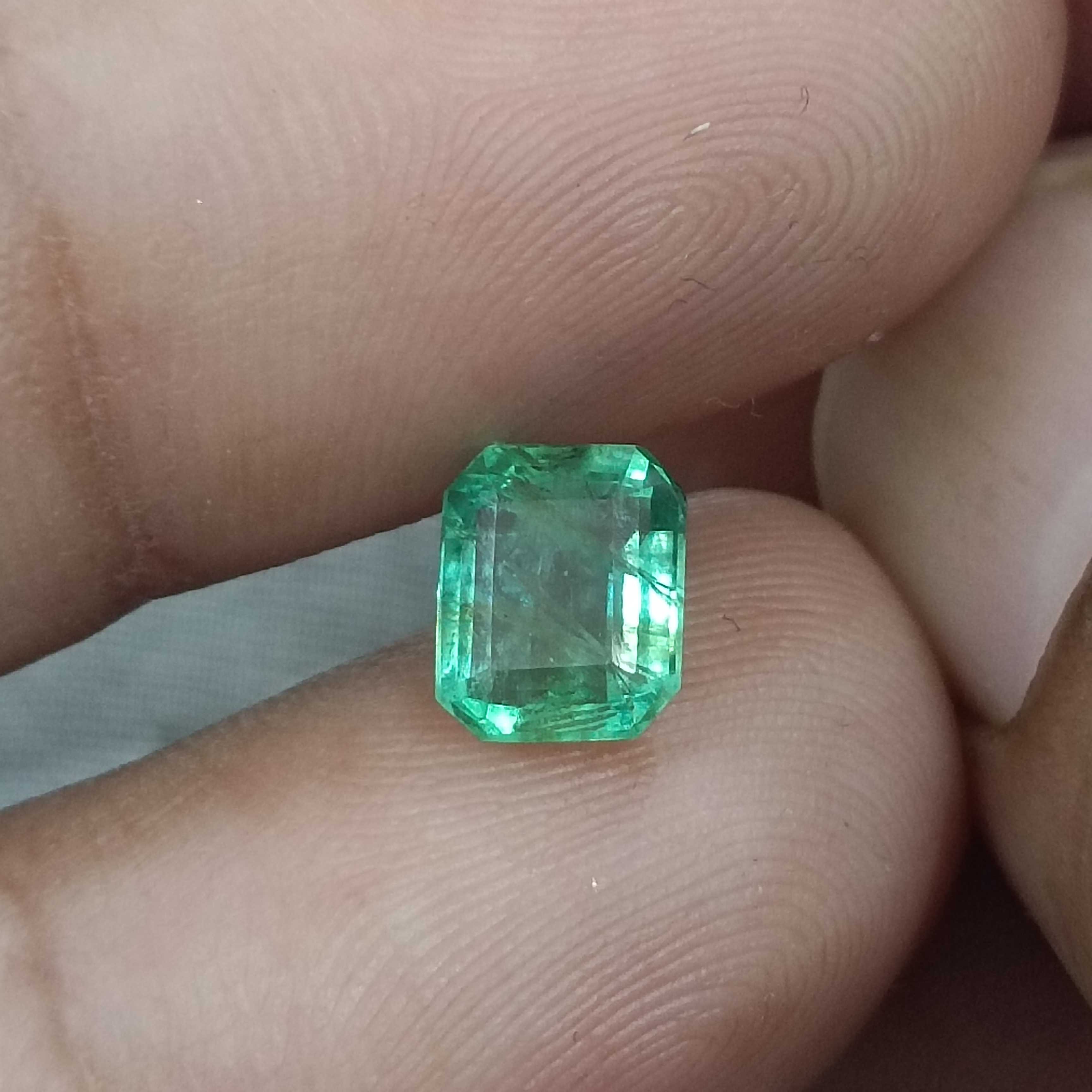 1.54cts GSI certified shiny sea foam green octagon cut Ethiopian emerald gem 