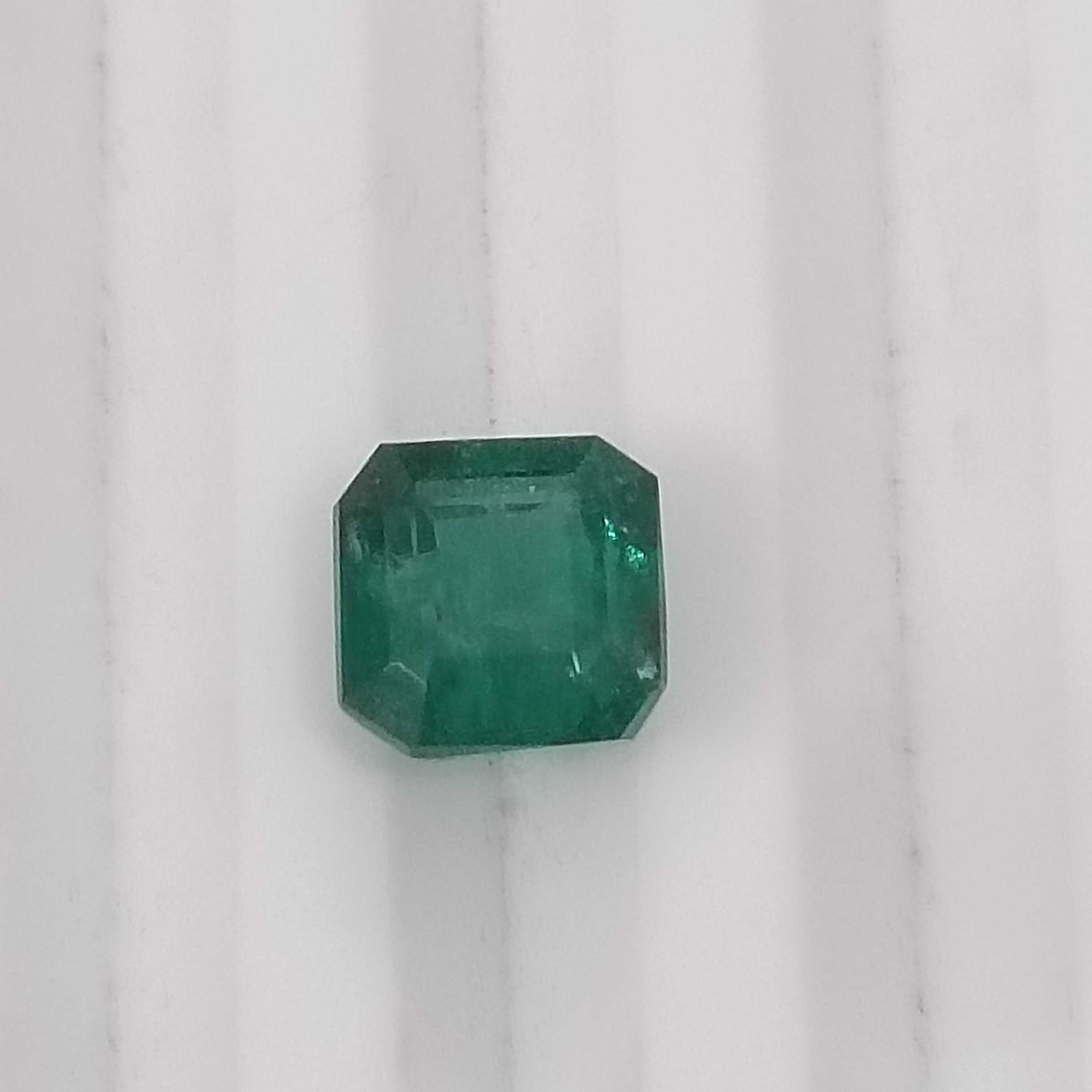 1.64cts certified deep natural forest green square octagon emerald stone