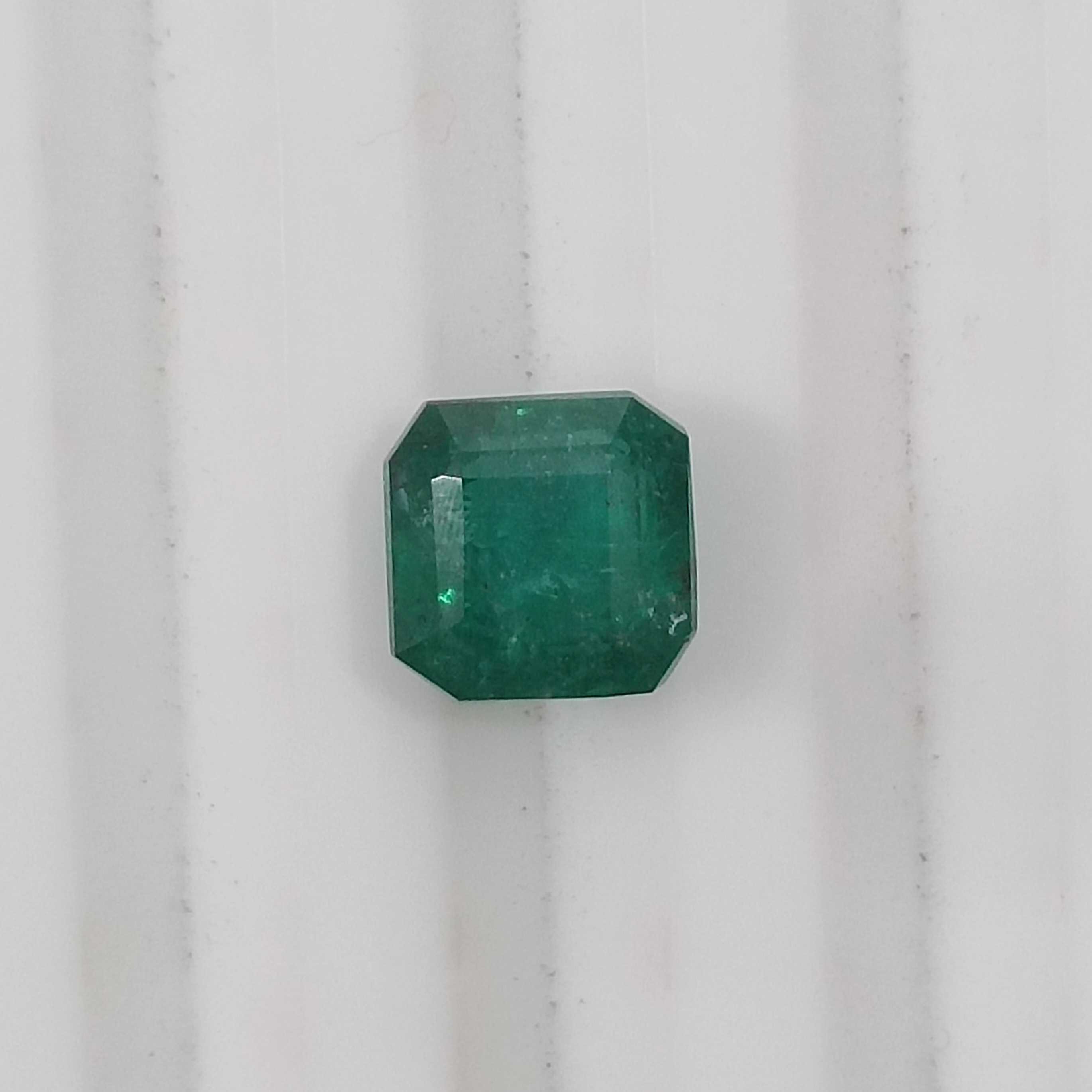 1.64cts certified deep natural forest green square octagon emerald stone