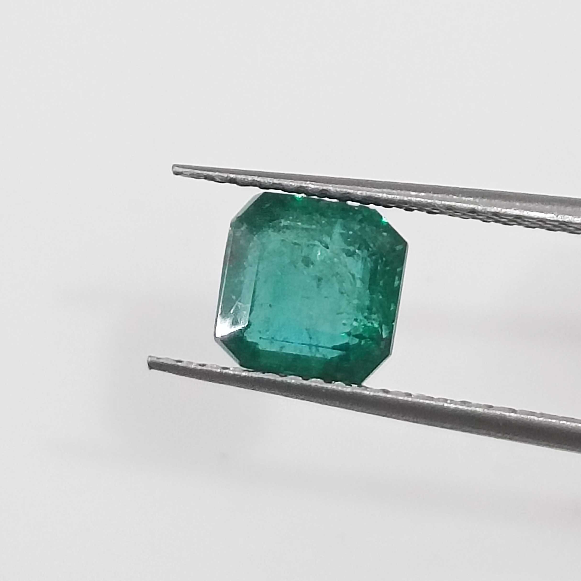 1.64cts certified deep natural forest green square octagon emerald stone