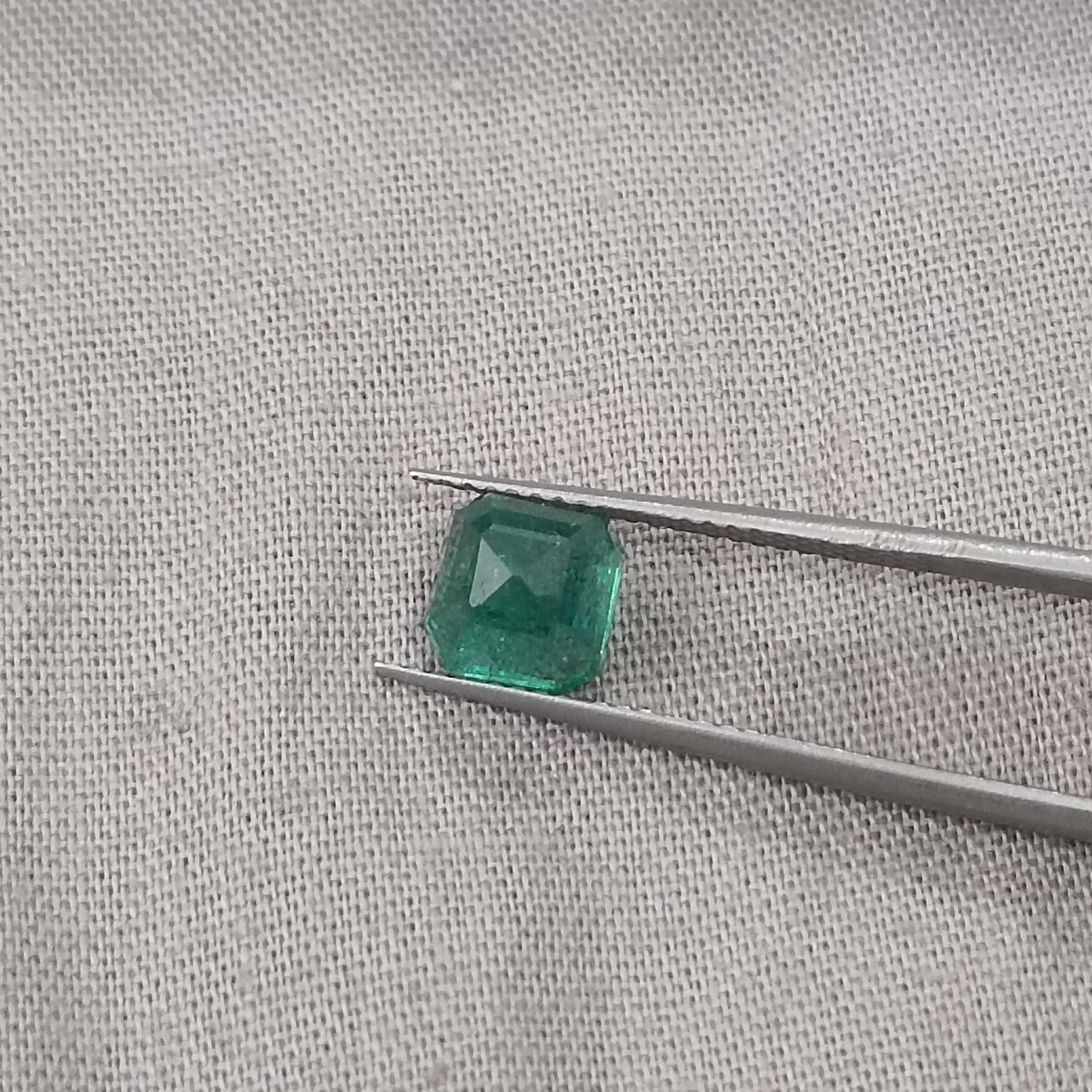 1.64cts certified deep natural forest green square octagon emerald stone