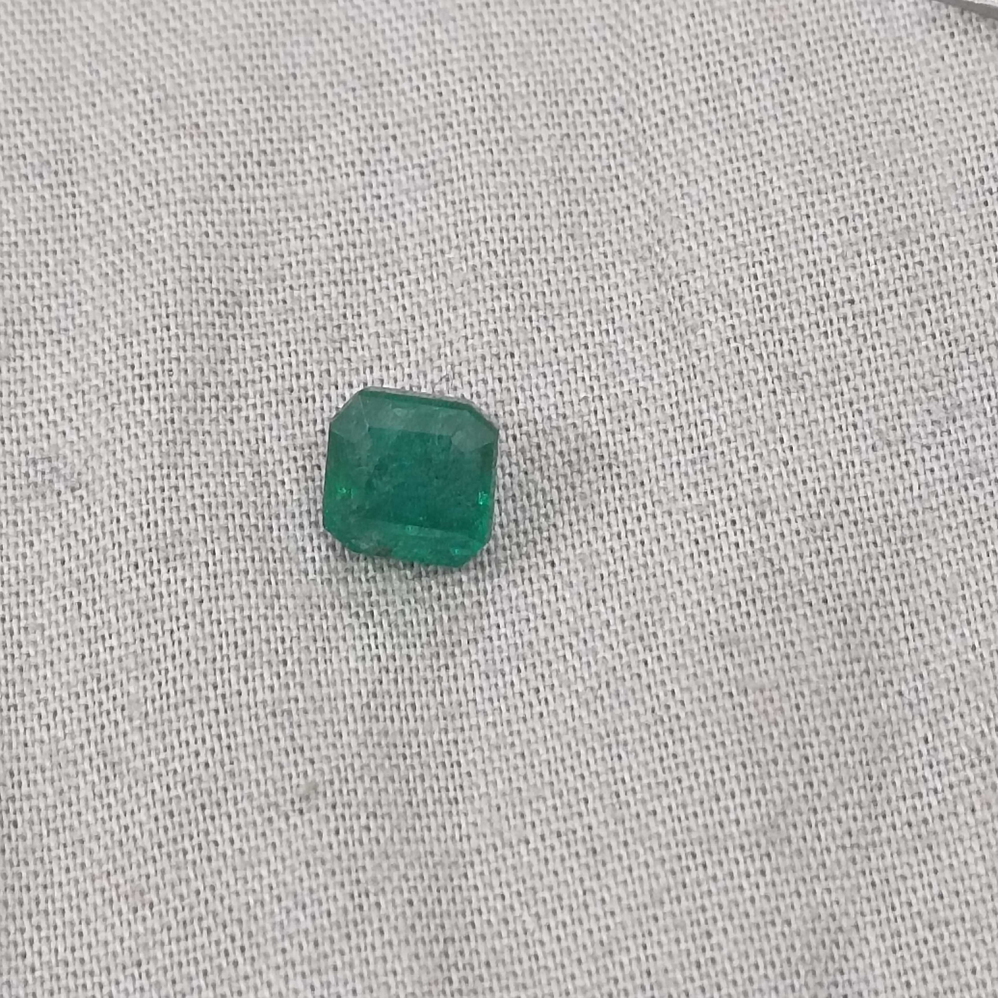 1.64cts certified deep natural forest green square octagon emerald stone