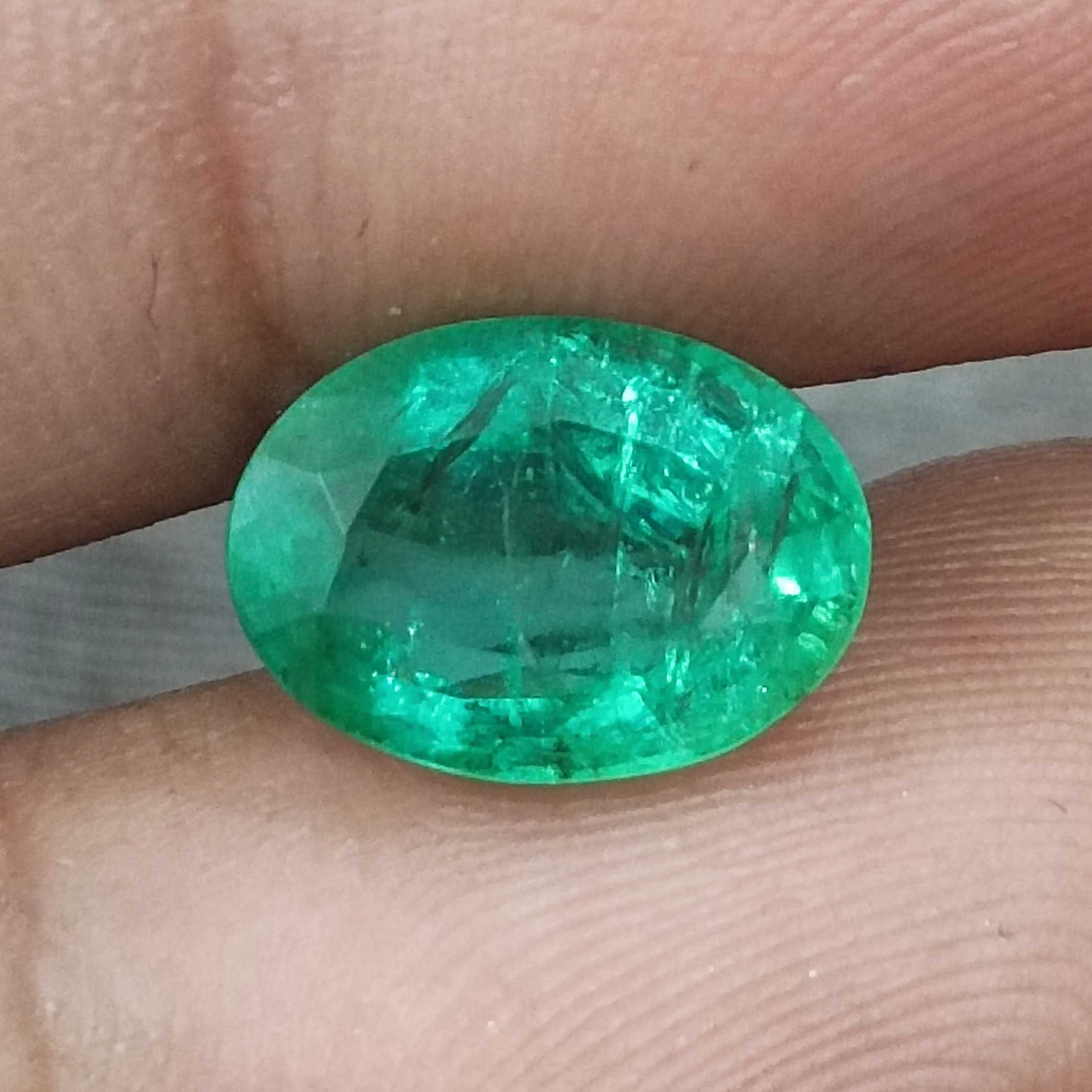 3.62ct GSI (USA) certified lively natural spring green oval Colombian emerald gem/