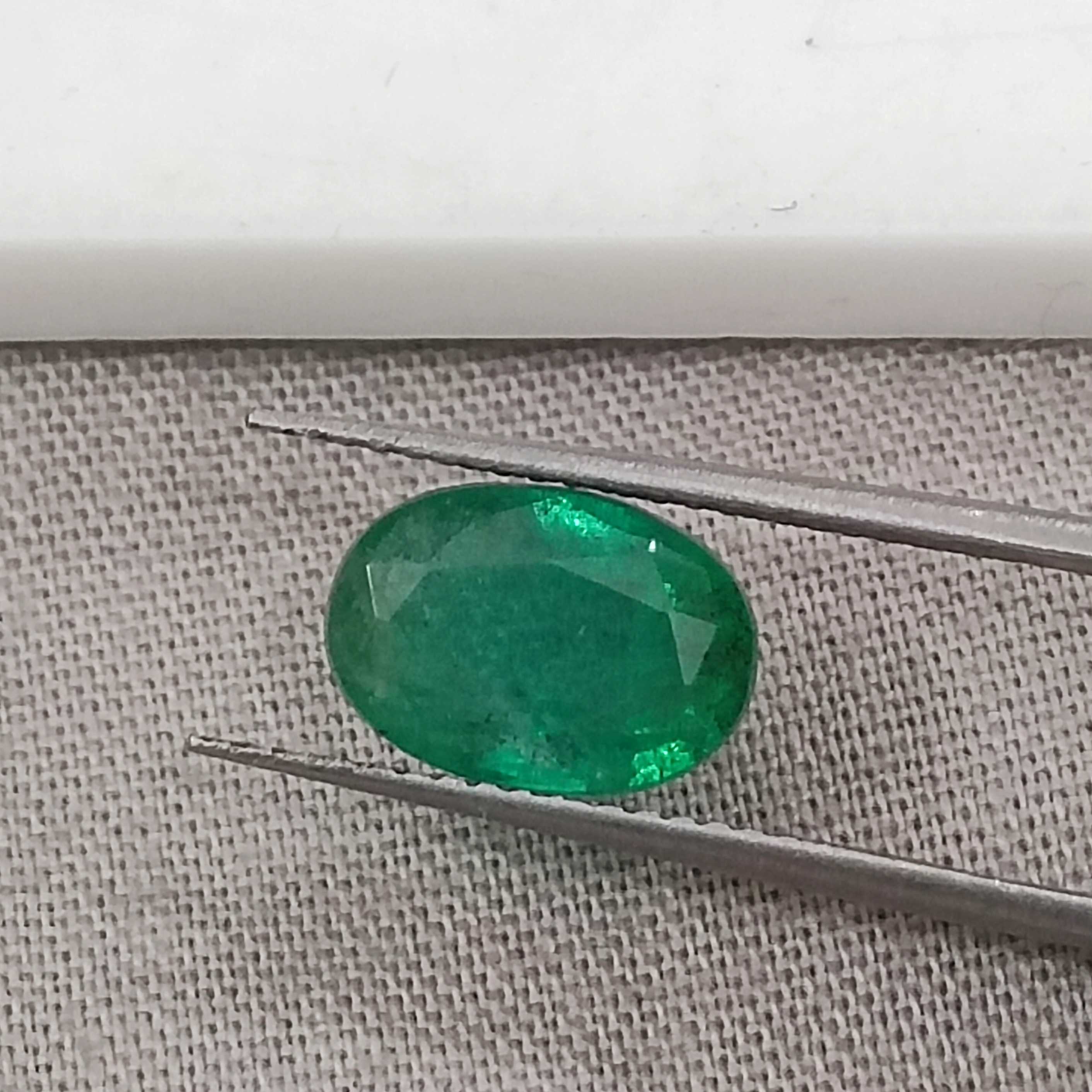 2.39cts USA lab certified deep golden green oval shape emerald 