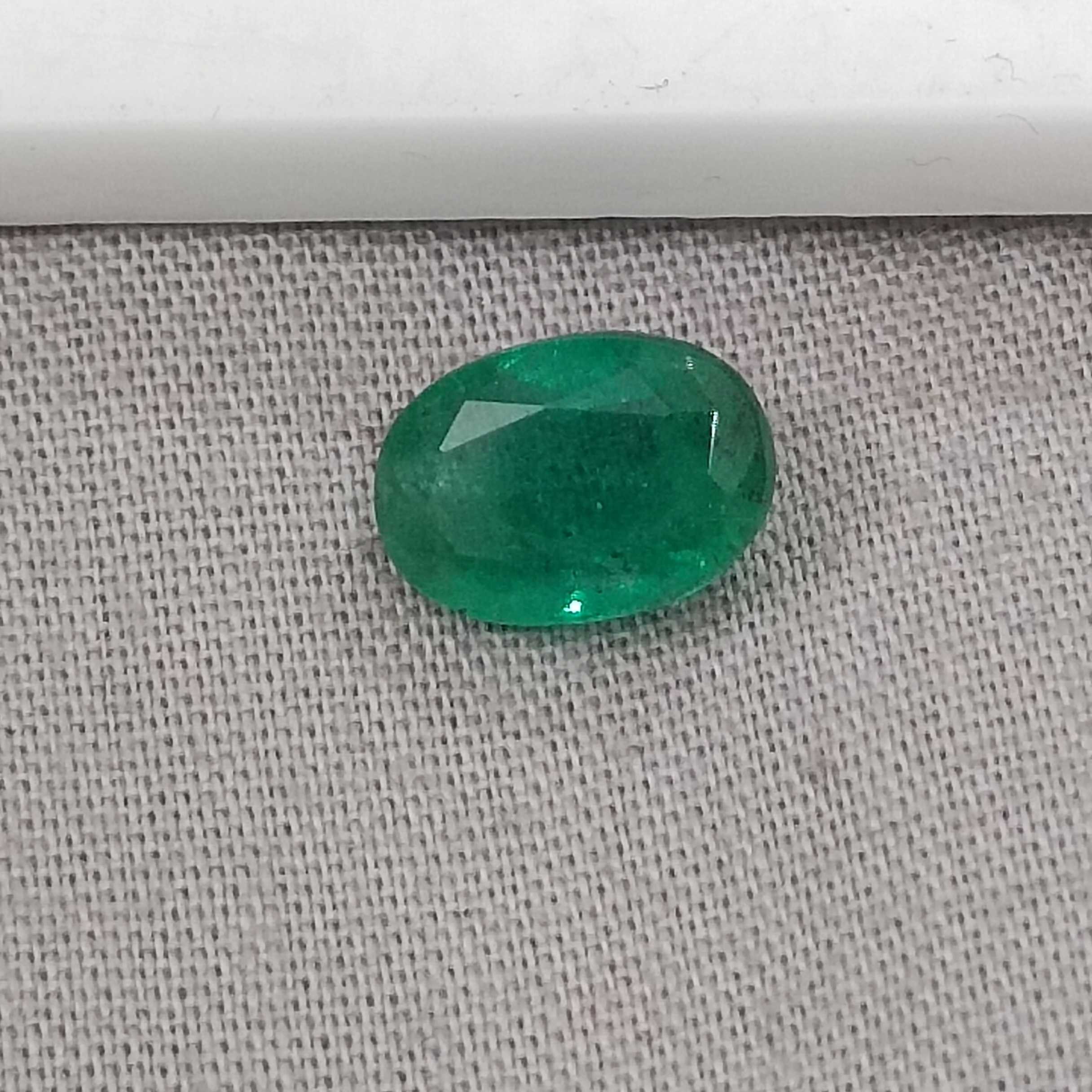 2.39cts USA lab certified deep golden green oval shape emerald 