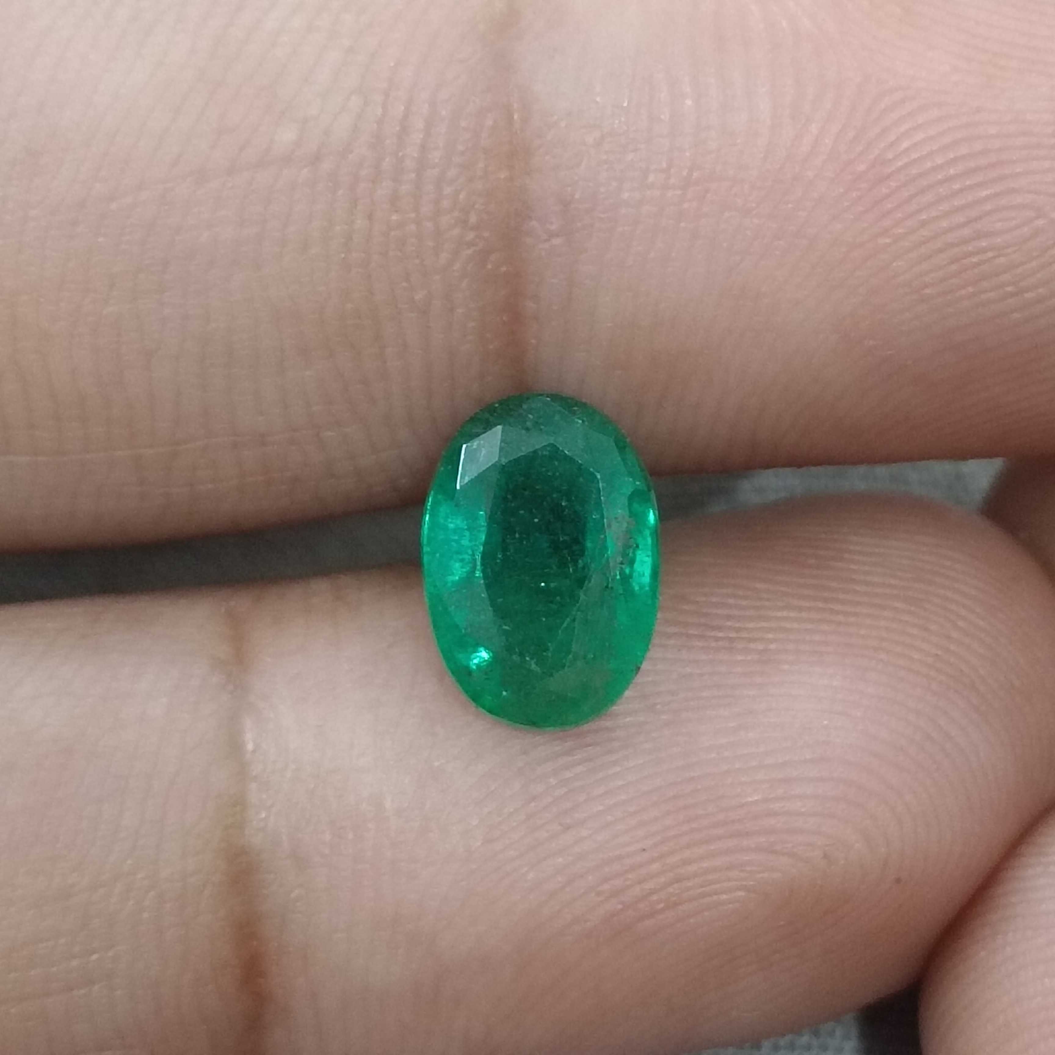 2.39cts USA lab certified deep golden green oval shape emerald 