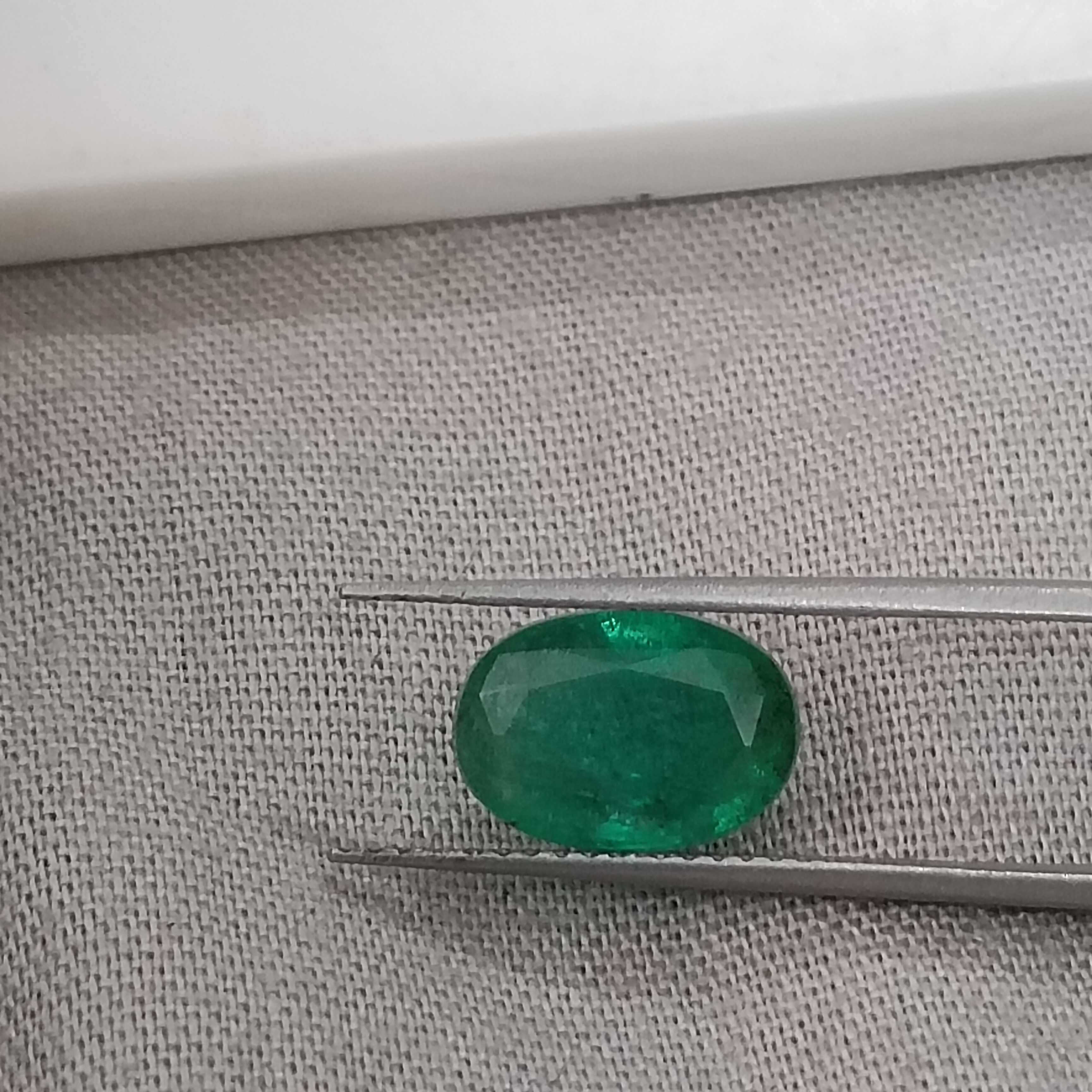 2.39cts USA lab certified deep golden green oval shape emerald 