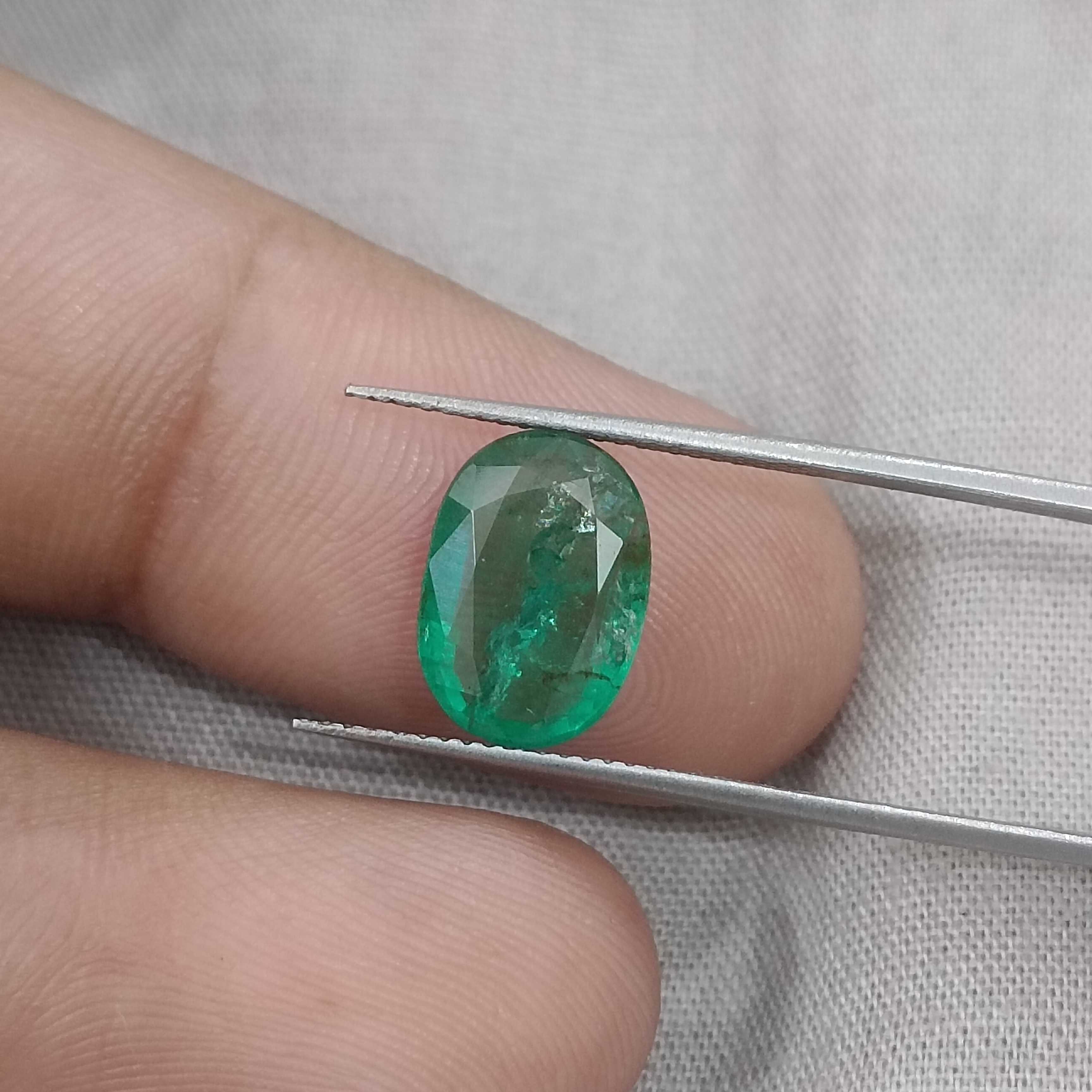 2.94ct deep medium glass green oval cut emerald