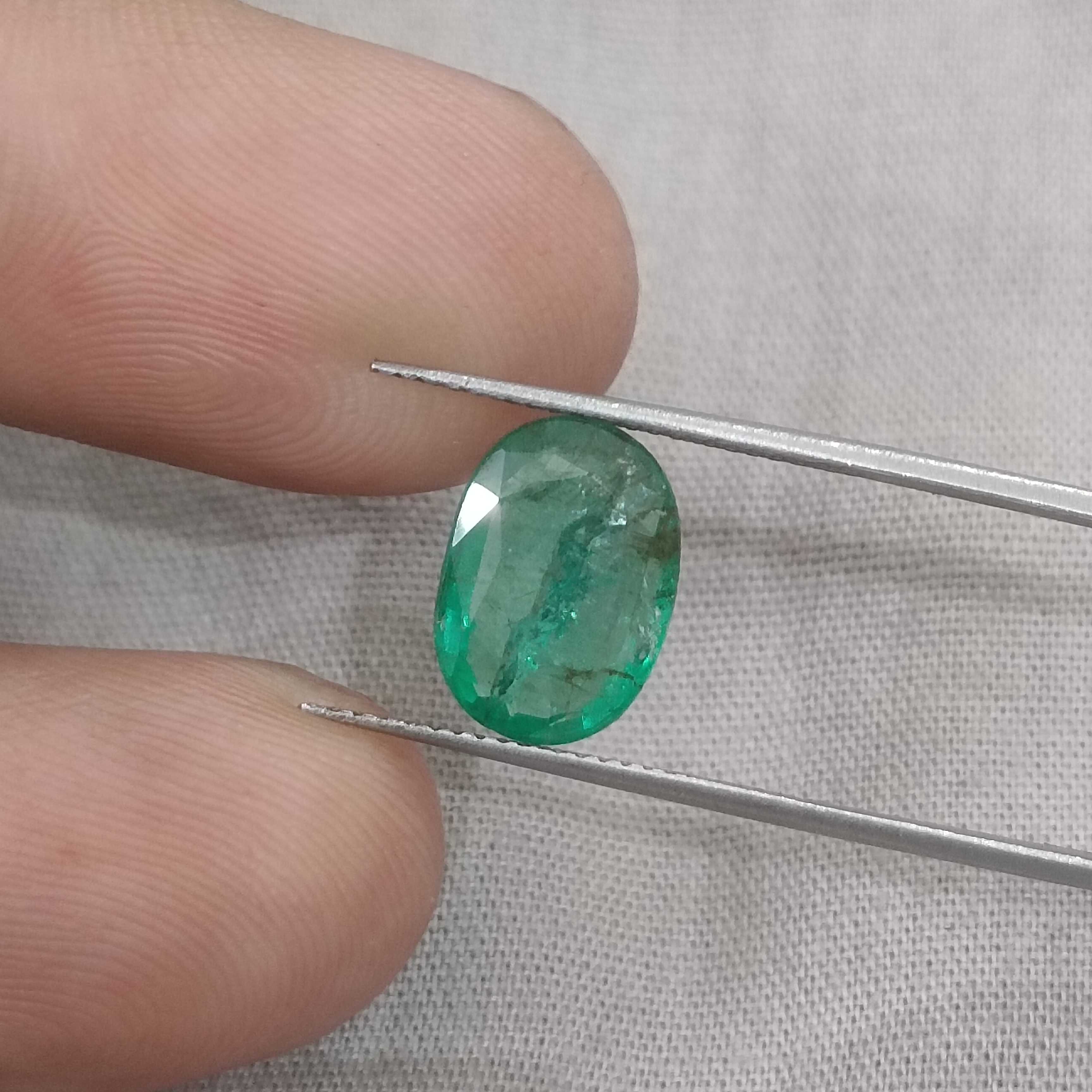 2.94ct deep medium glass green oval cut emerald