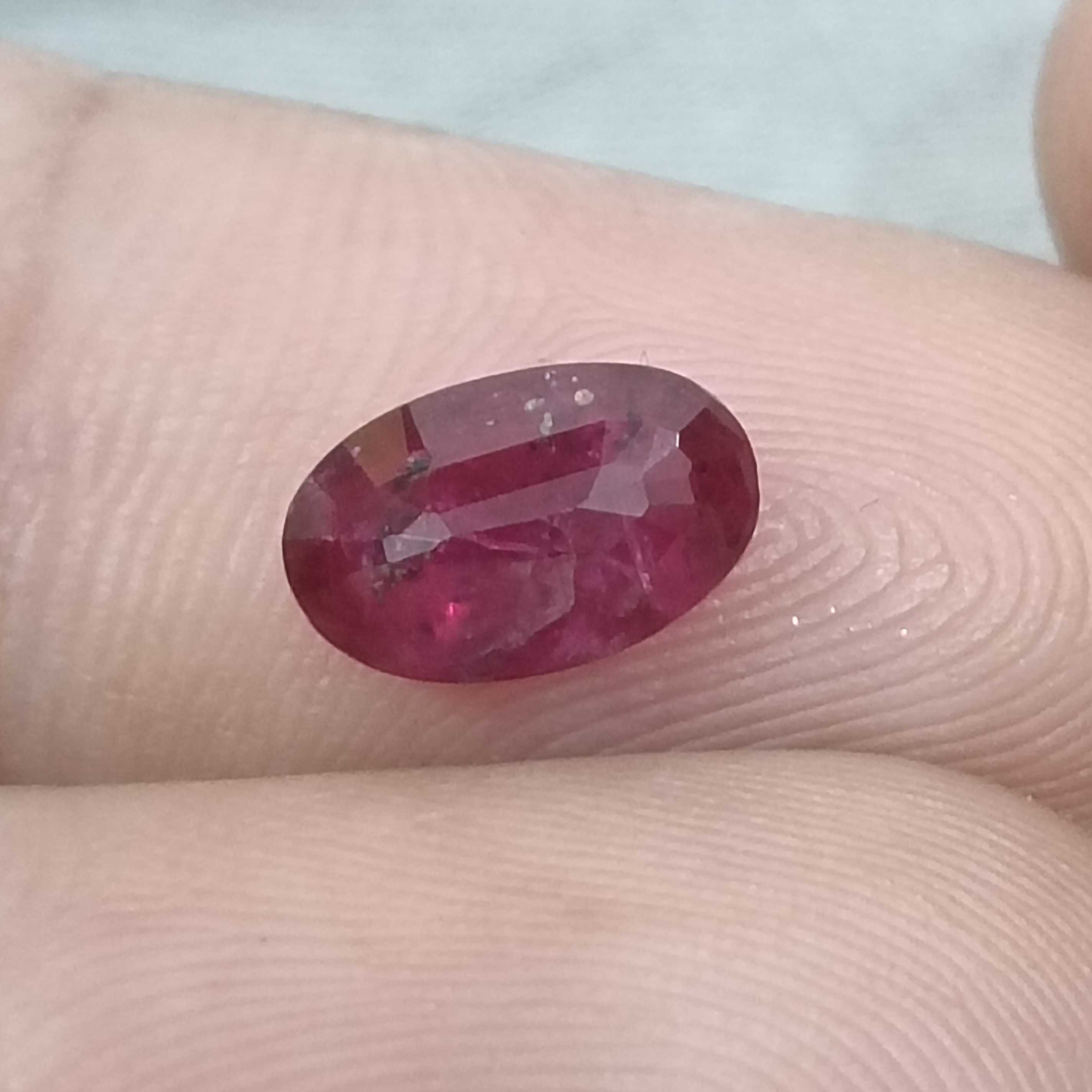 1.48cts GSI certified deep blood color natural oval Mozambique ruby stone 