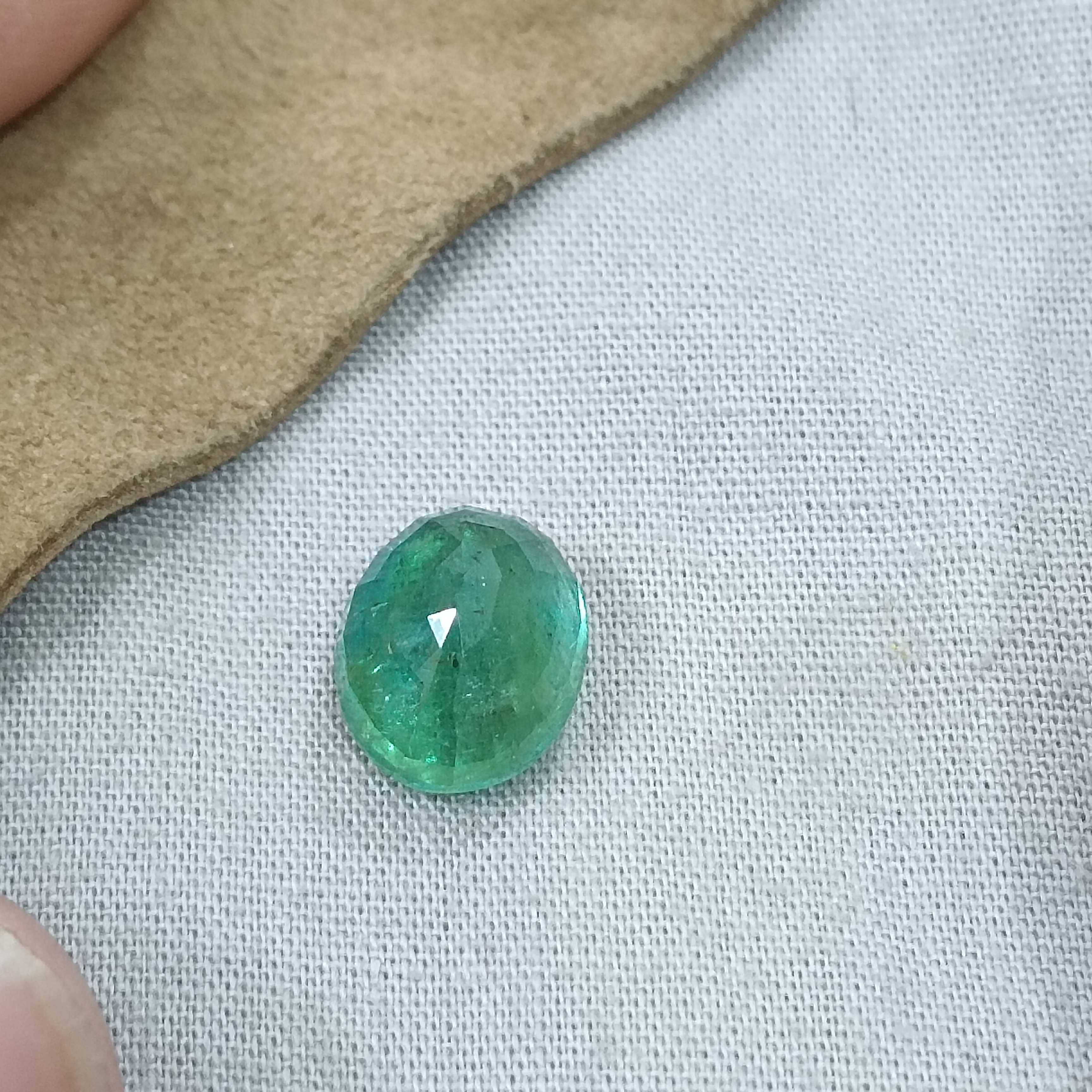 5.30ct GSI certified lively spring green oval cut emerald gem