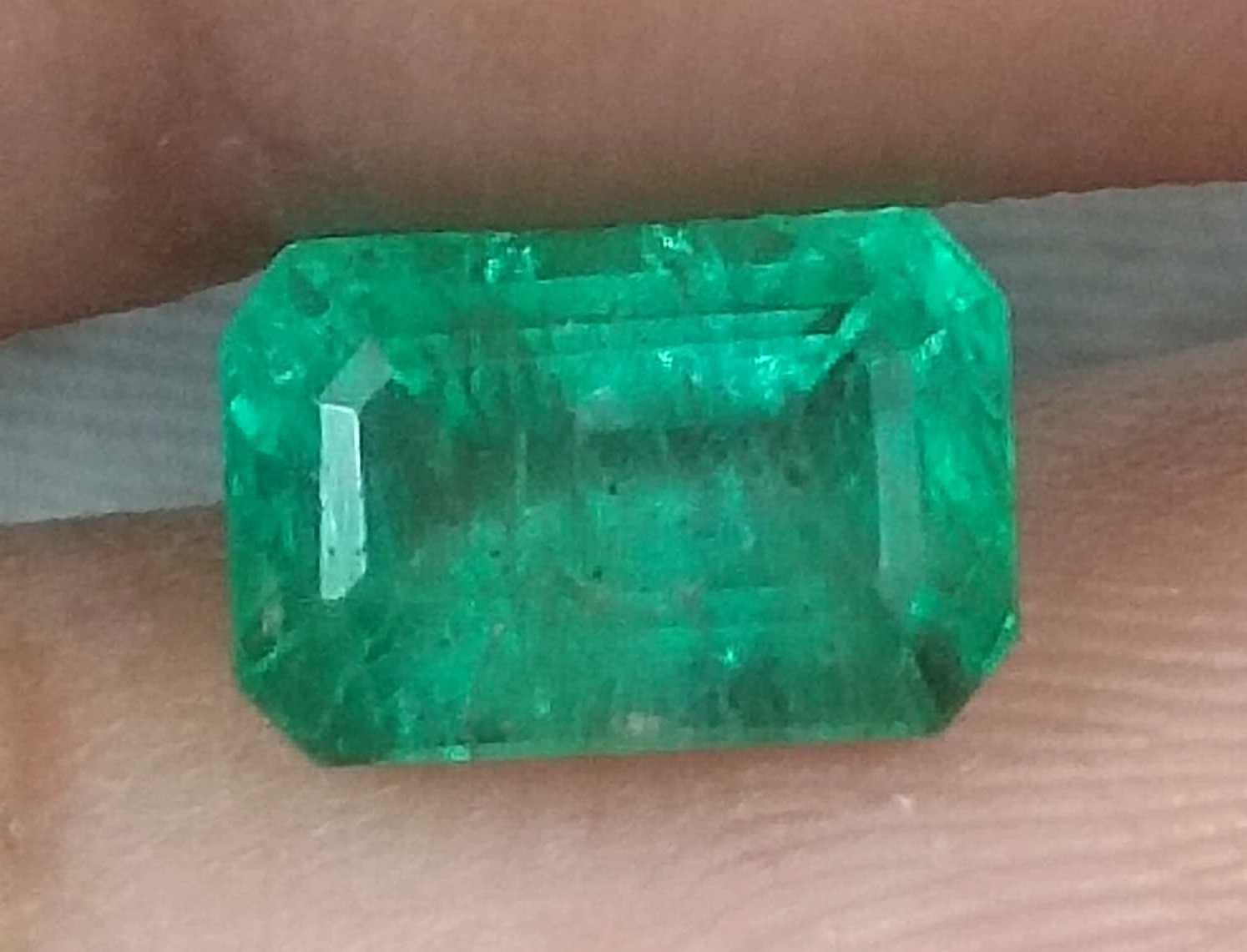 1.81ct GSI Certified Medium Deep Golden Green Emerald Minor Oiled Loose Gemstone 
