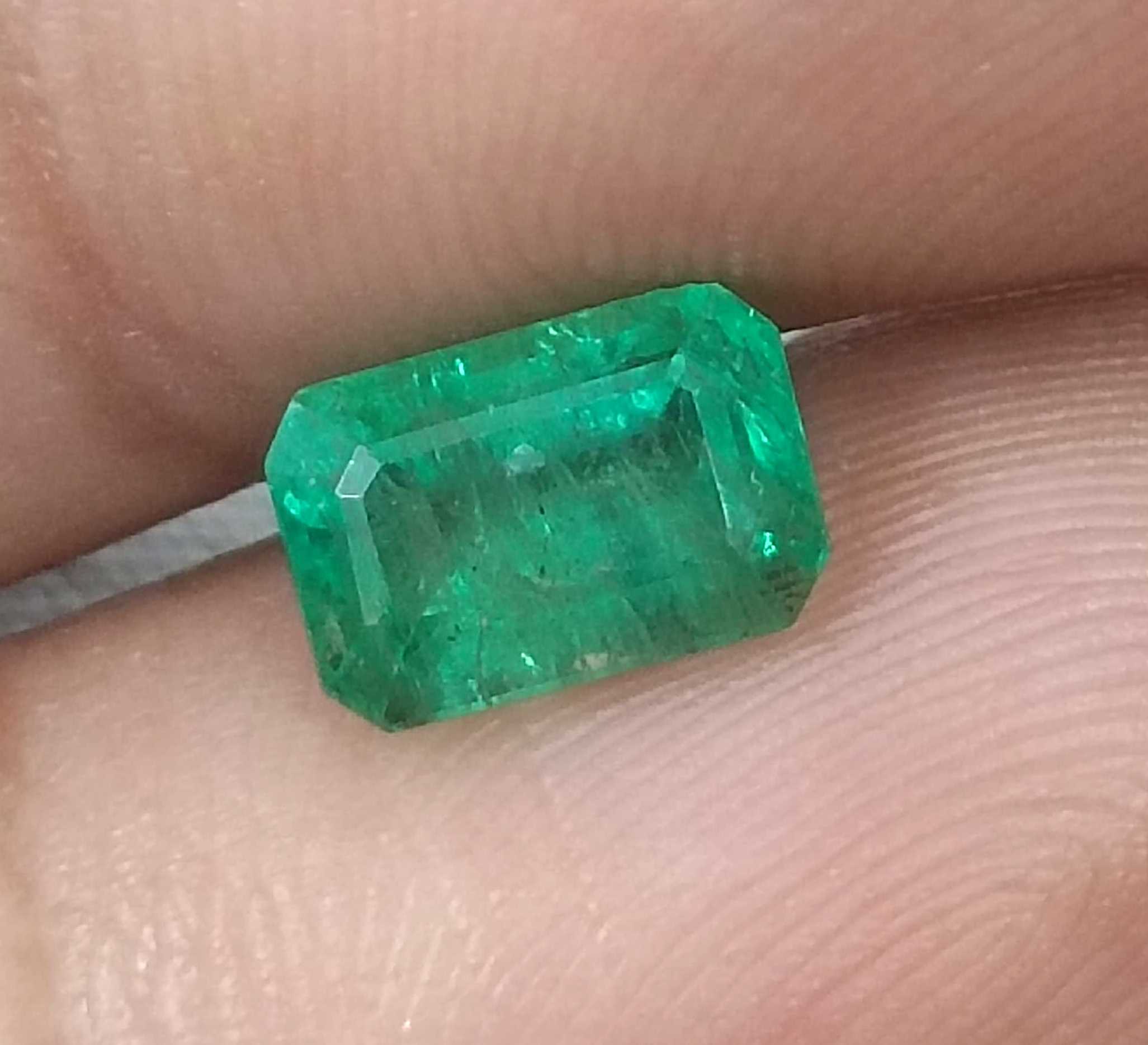 1.81ct GSI Certified Medium Deep Golden Green Emerald Minor Oiled Loose Gemstone 