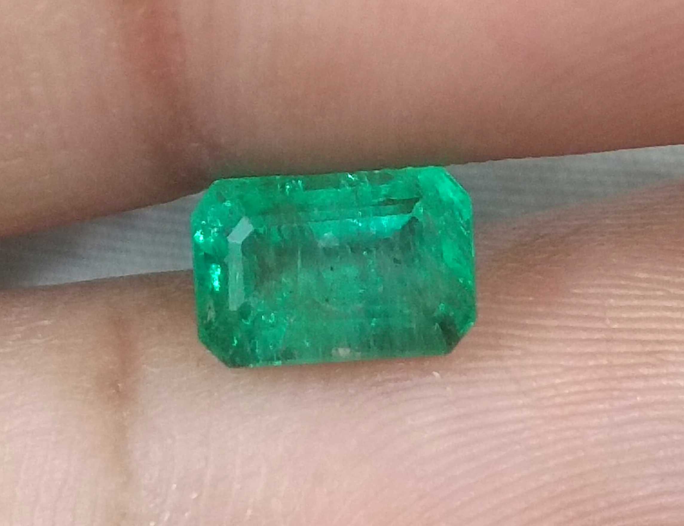 1.81ct GSI Certified Medium Deep Golden Green Emerald Minor Oiled Loose Gemstone 