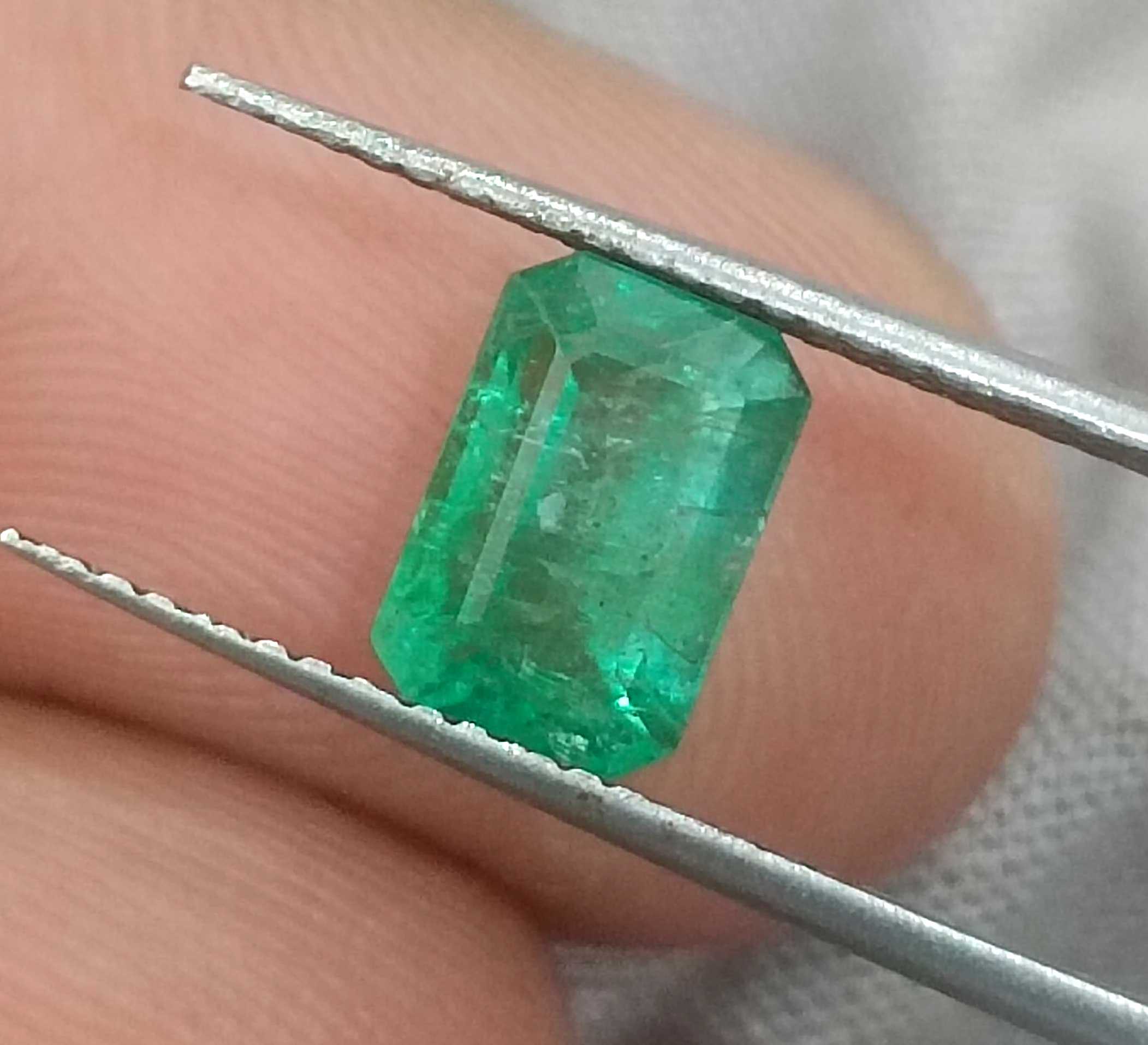 1.81ct GSI Certified Medium Deep Golden Green Emerald Minor Oiled Loose Gemstone 
