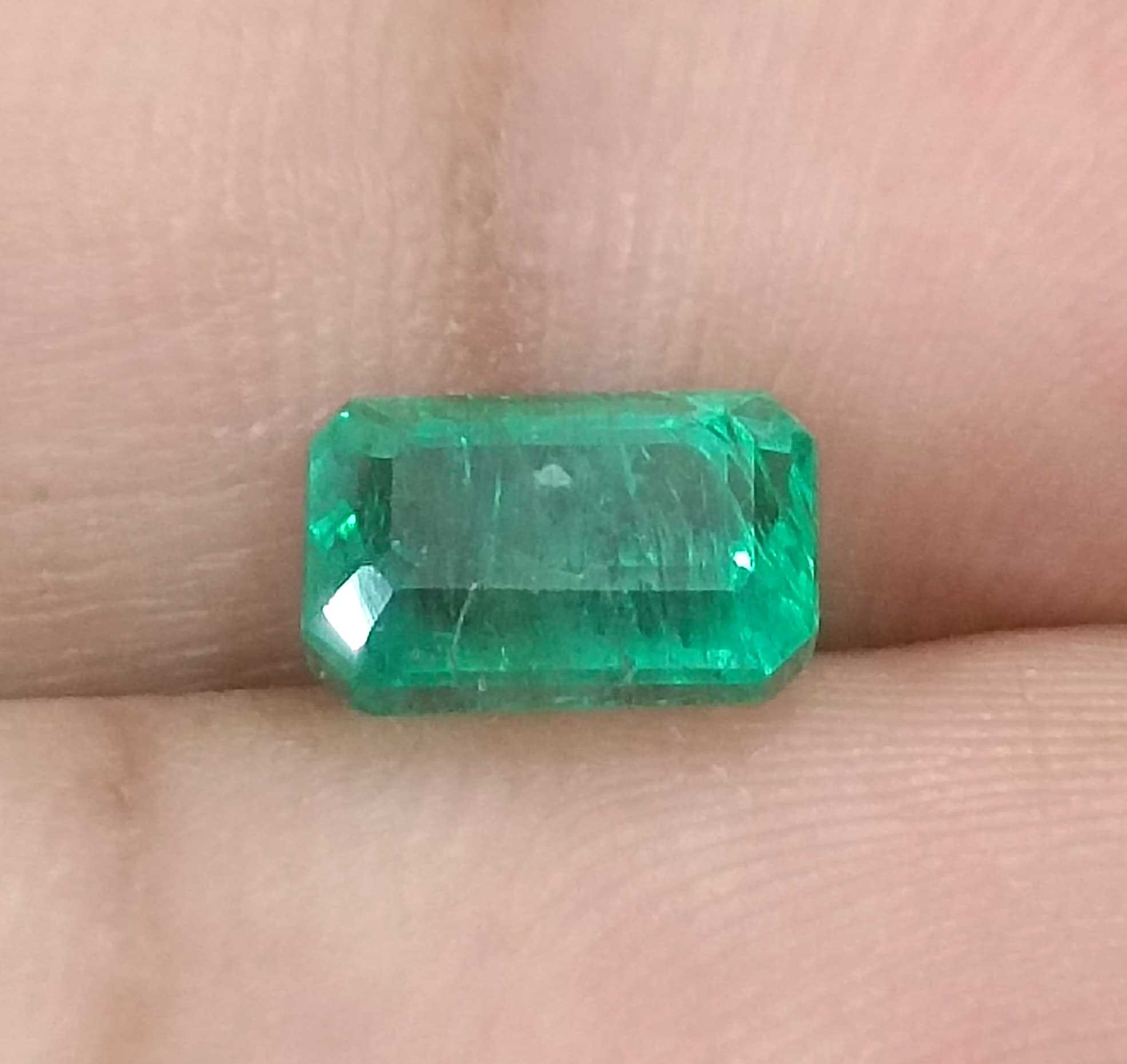 1.81ct GSI Certified Medium Deep Golden Green Emerald Minor Oiled Loose Gemstone 