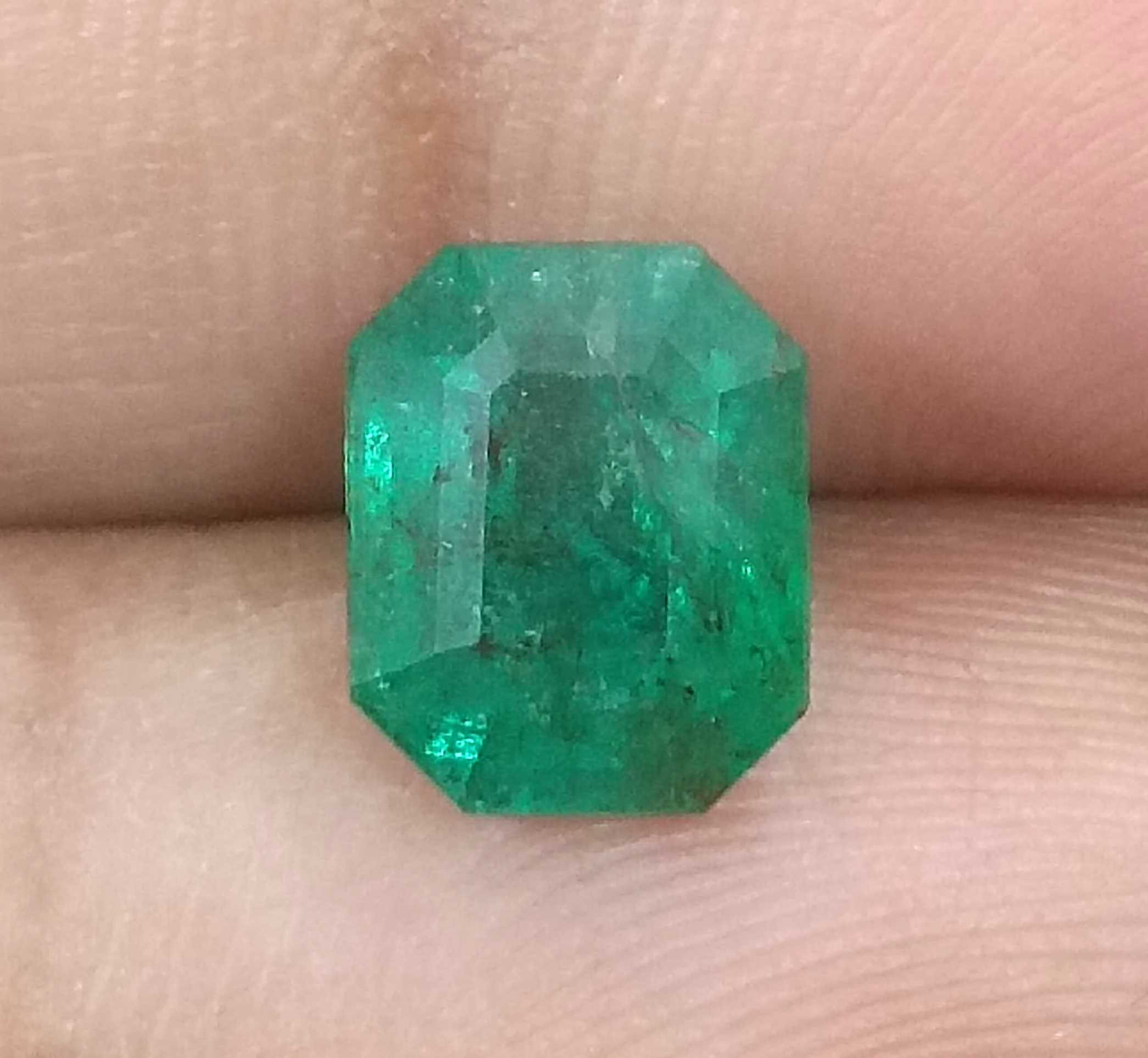 2.36ct GSI Certified Deep Green Emerald Minor Oiled Loose Gemstone 